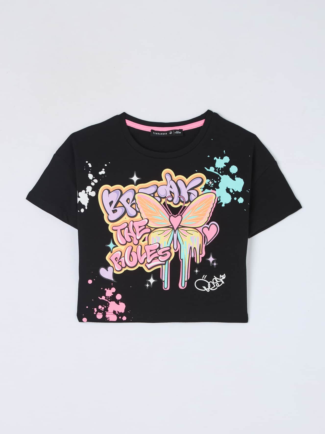 T-shirt crop stampa graffiti