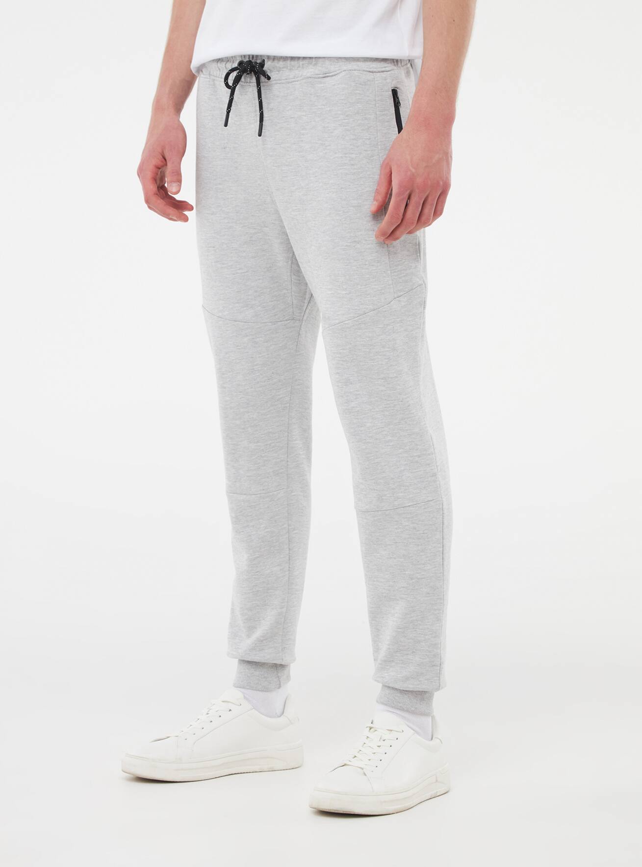 Light grey melange Tracksuit bottoms in technical fabric Buy Online Terranova