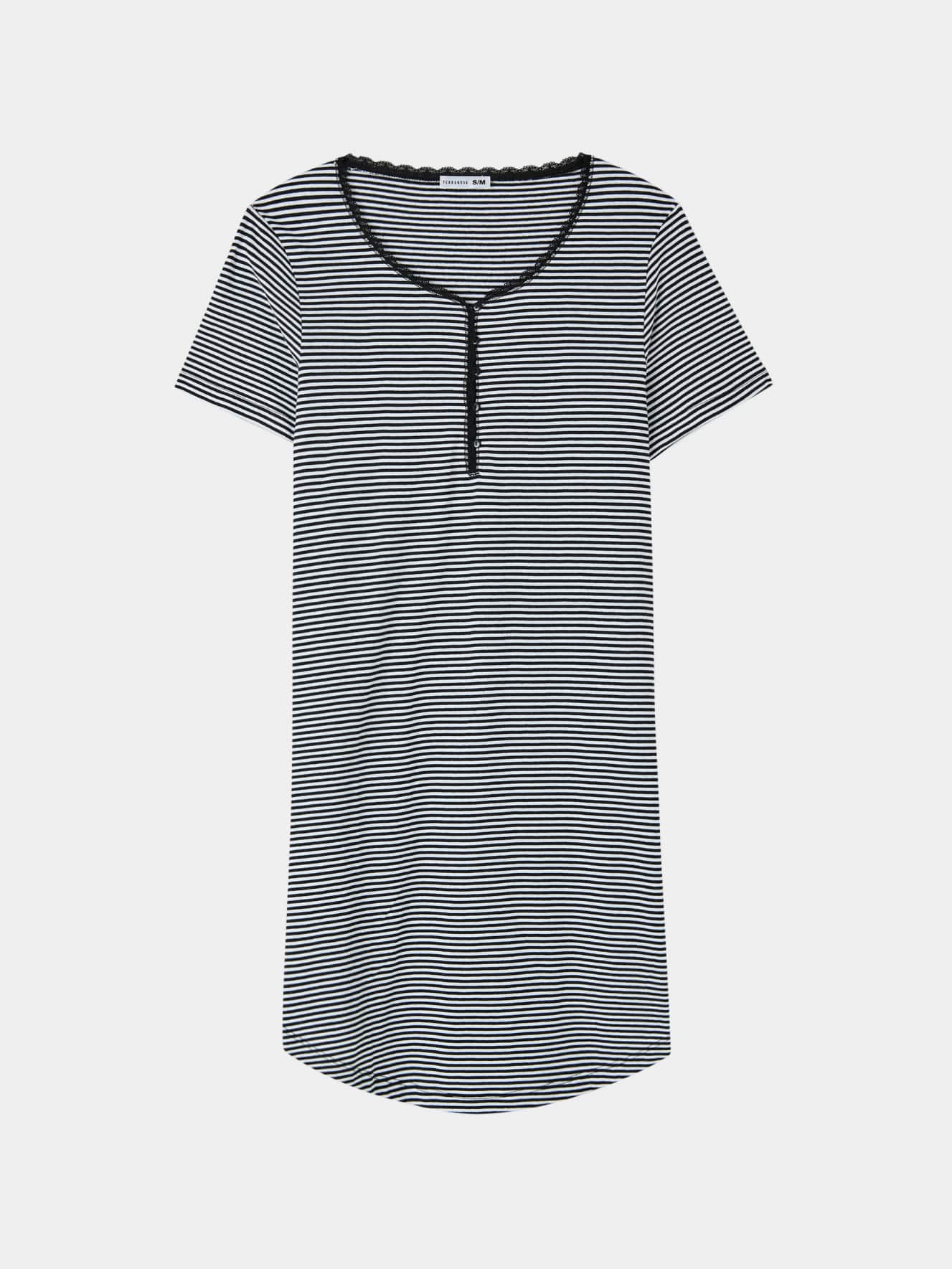 Camicia da notte a righe var nero Terranova