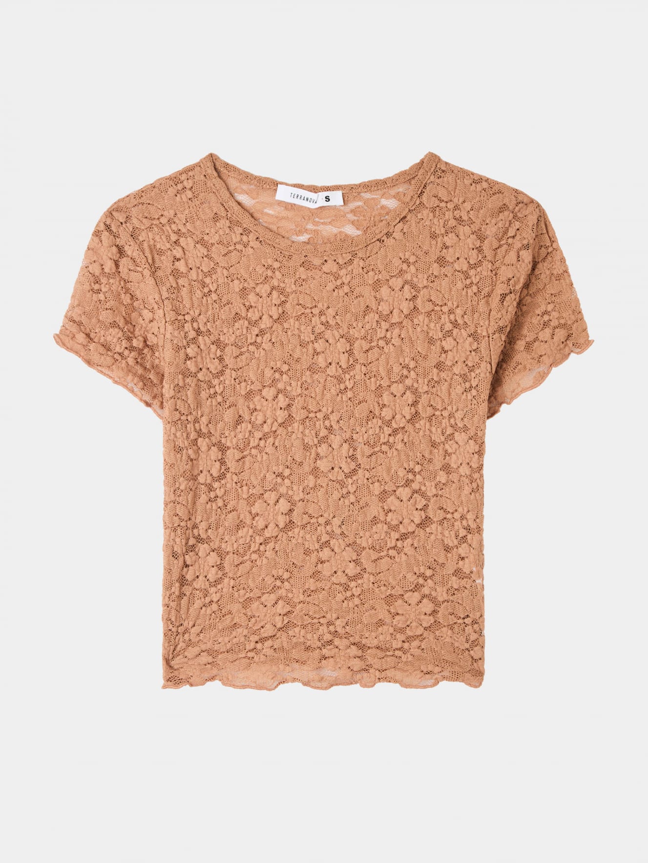 T-shirt crop in pizzo