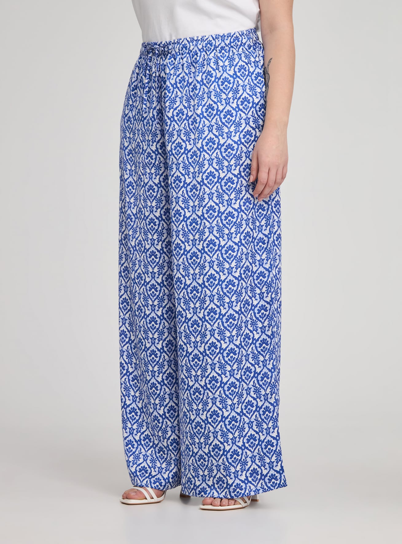 Pantalone wide leg fantasia