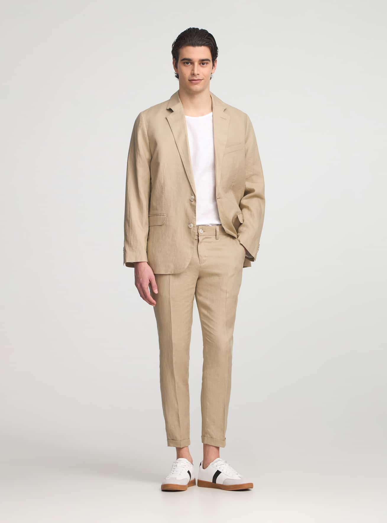 Pantaloni chino da completo in lino Sabbia Acquista Online Terranova