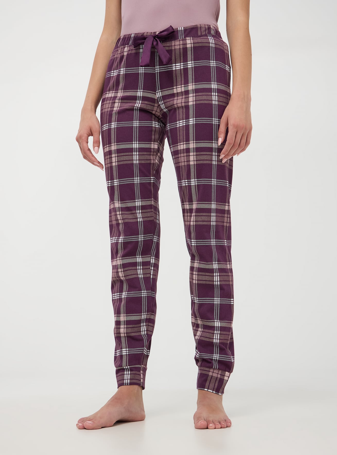 Var violet dark Checked pyjama bottoms with a drawstring Buy Online Terranova