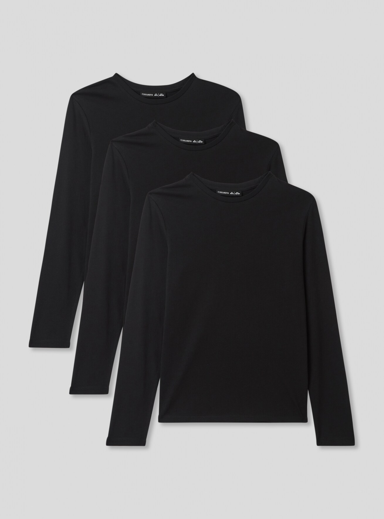 Black 3 pack of long sleeved T shirts Buy Online Terranova