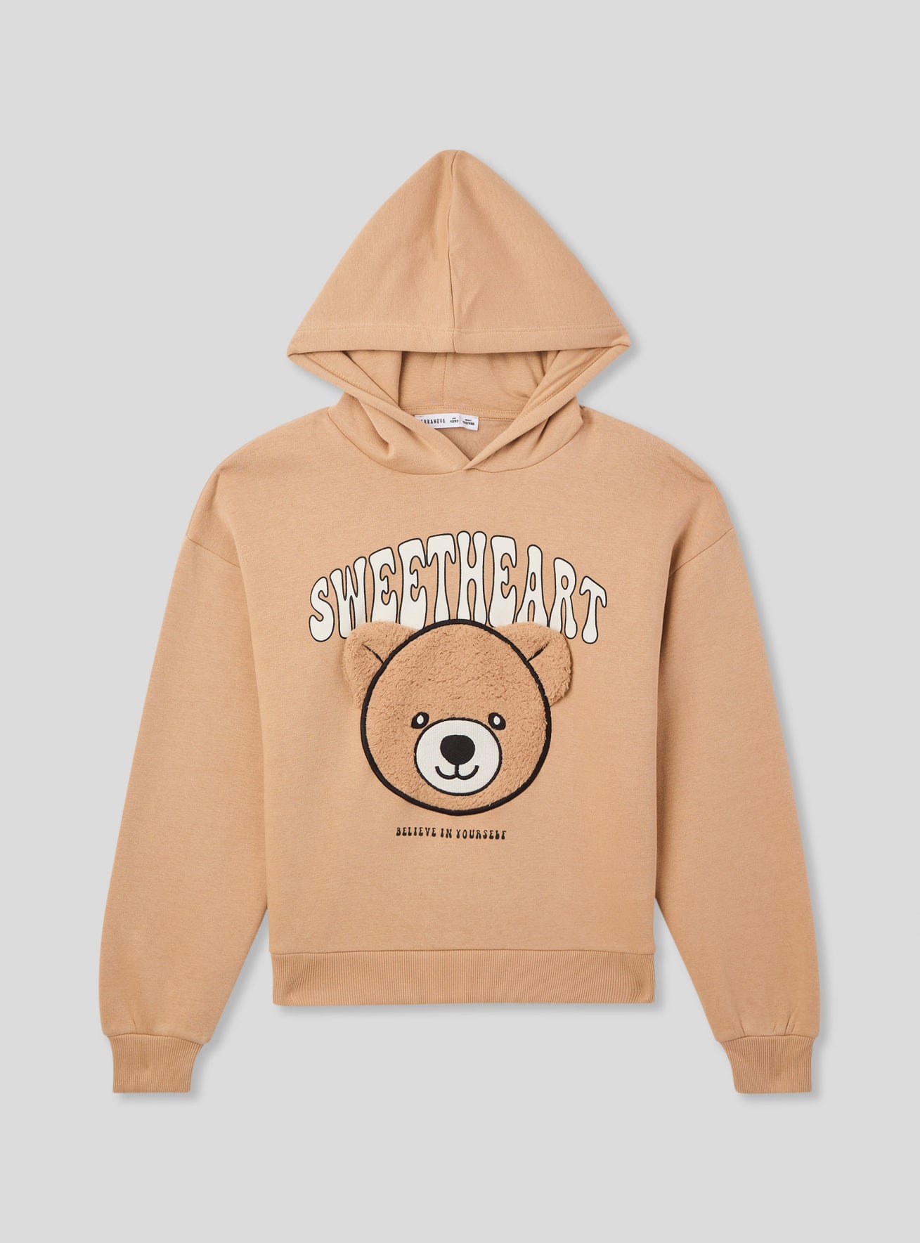 Beige light Teddy bear hoodie in heavy fabric Buy Online Terranova