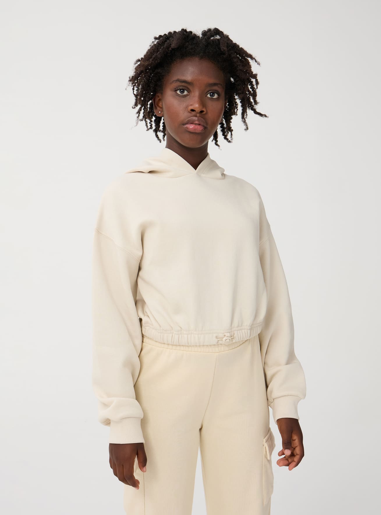 Cream cropped hoodie outlet
