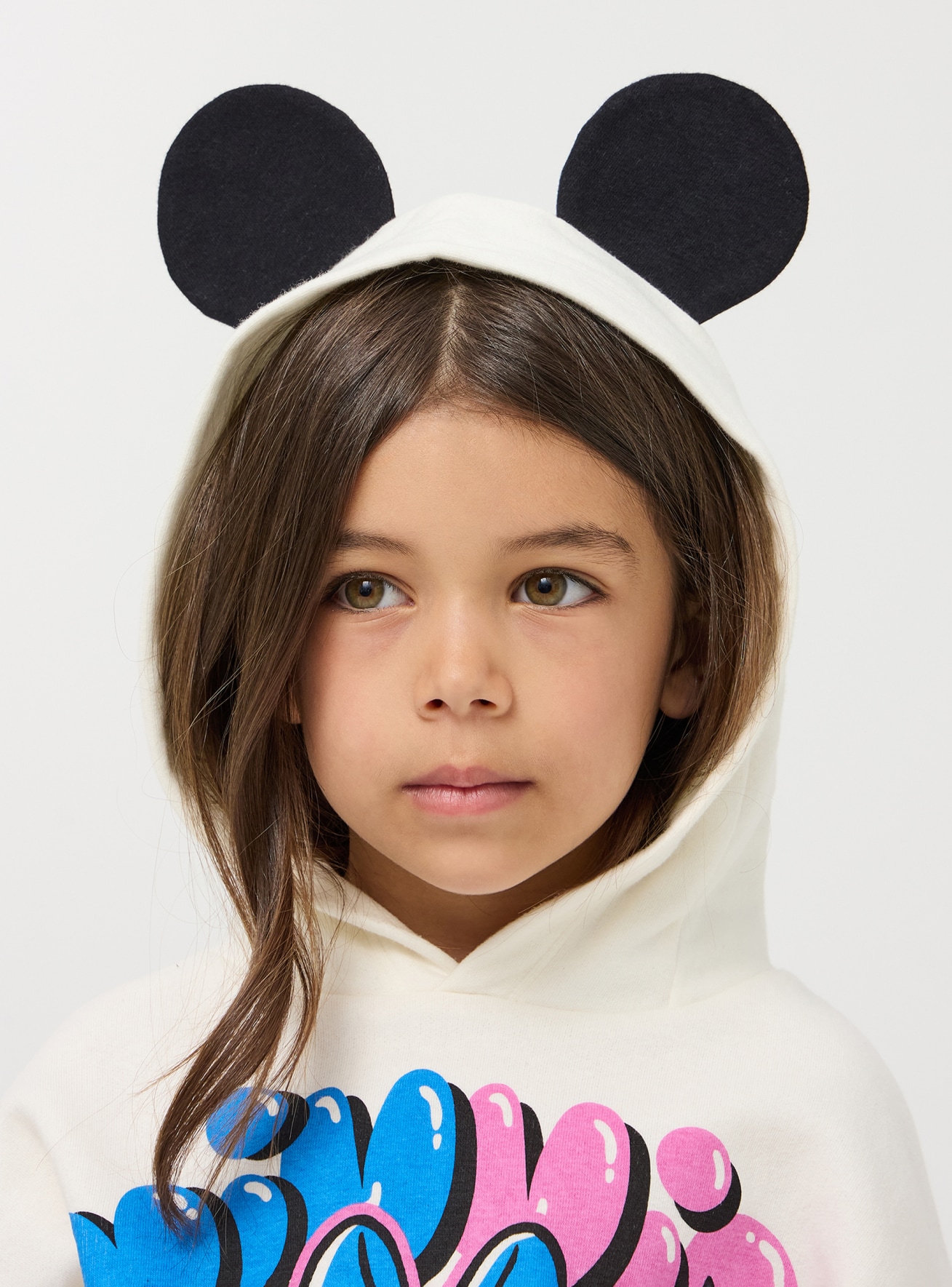 Felpa Minnie con cappuccio e dettaglio orecchie bianco lana Terranova