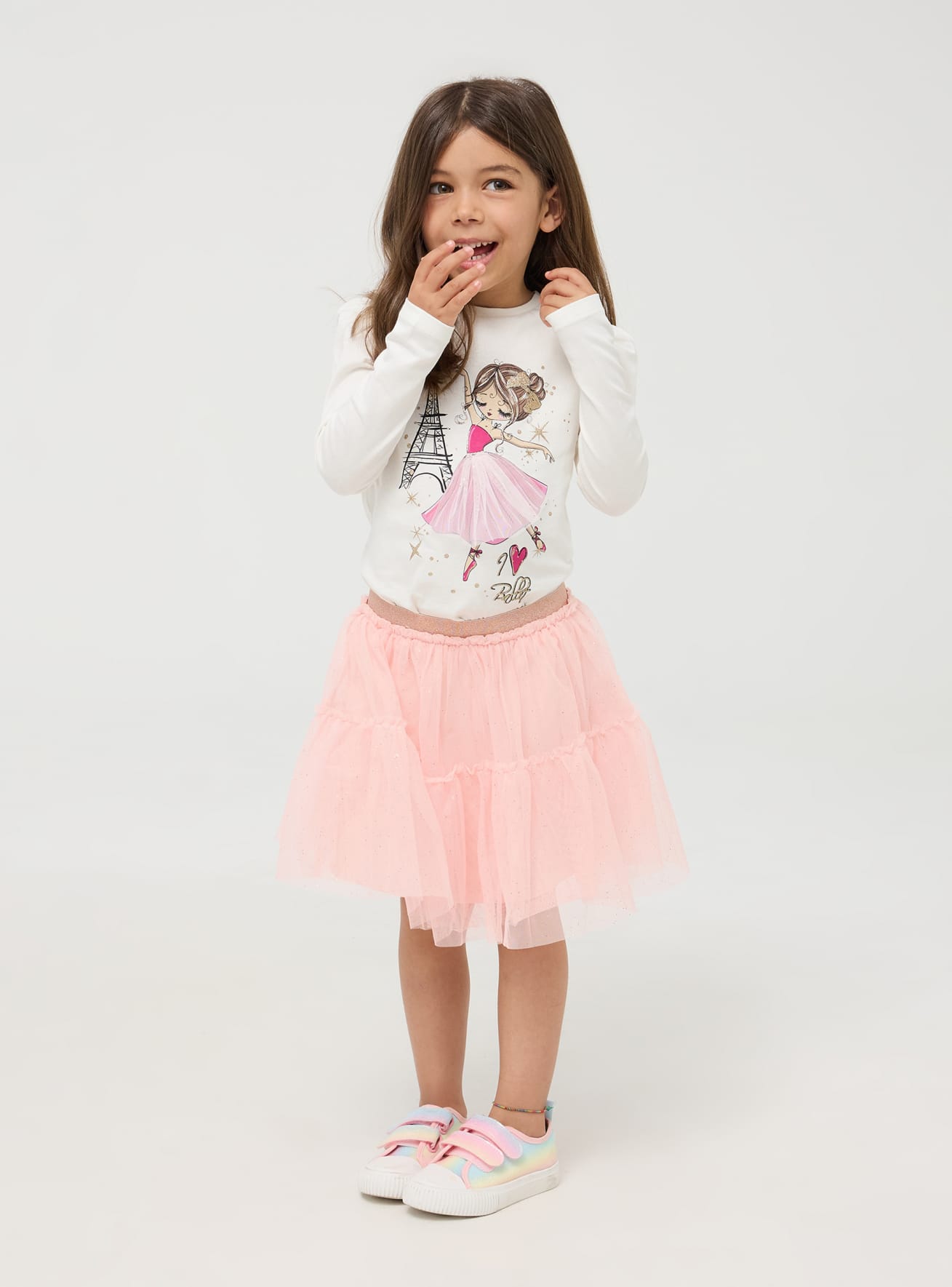 Gonna in tulle rosa cipria online
