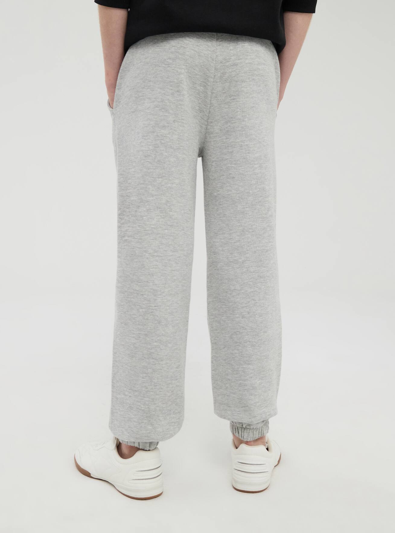 Light grey melange Tracksuit bottoms in heavy fabric Buy Online Terranova