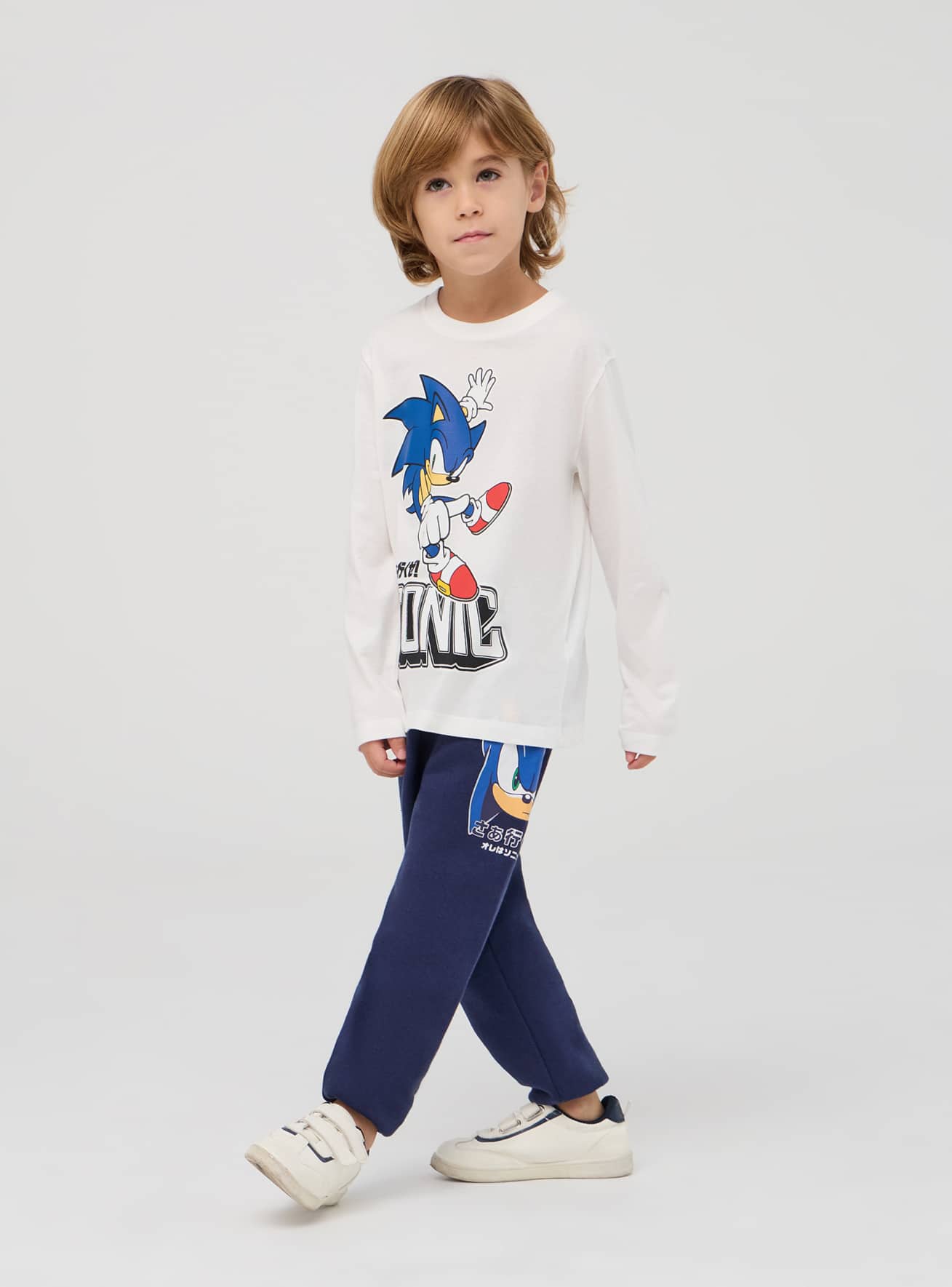 Dark blue denim Sonic print tracksuit bottoms in heavy fabric Buy Online Terranova
