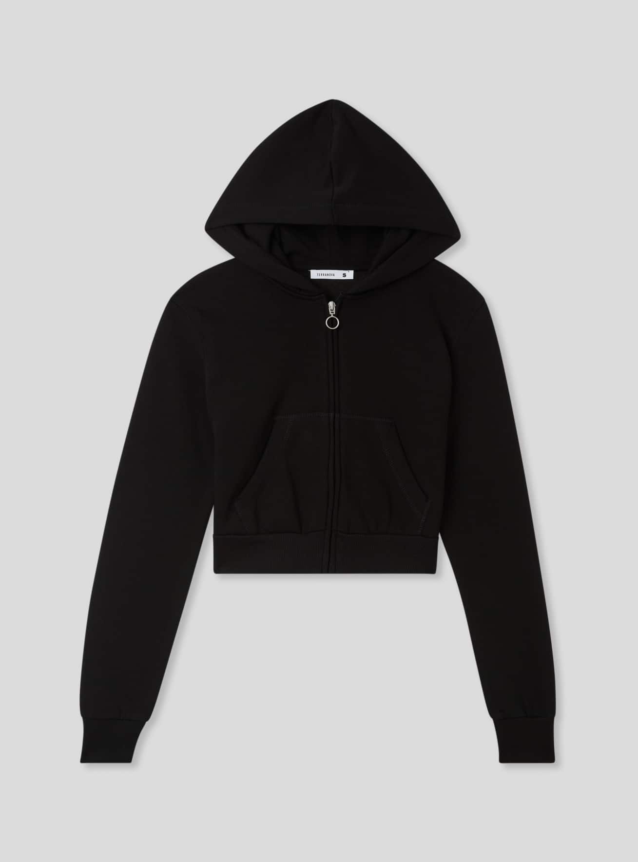 Black cropped zip up jacket cheap