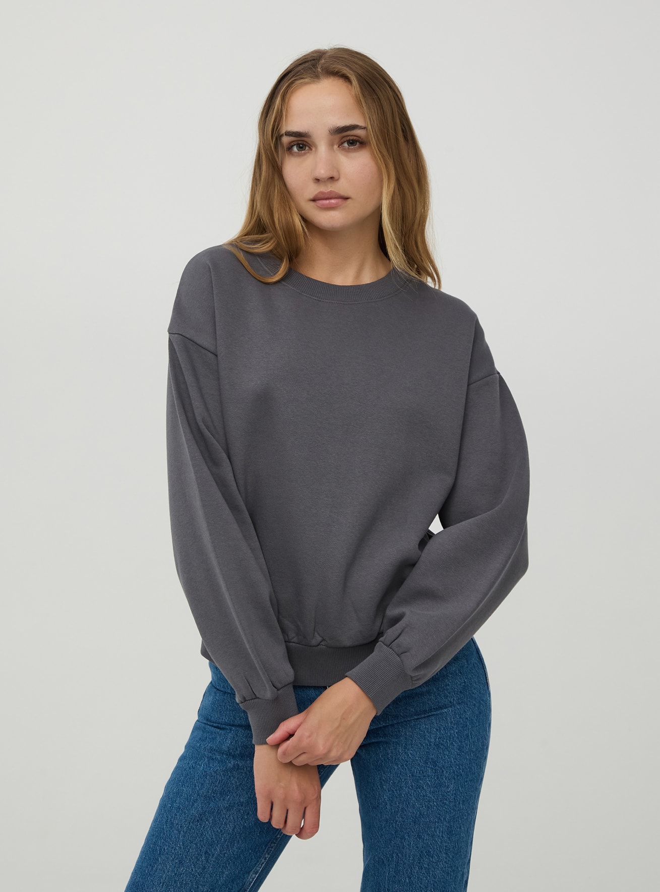 Felpa senza cappuccio in fleece grigio scuro Terranova