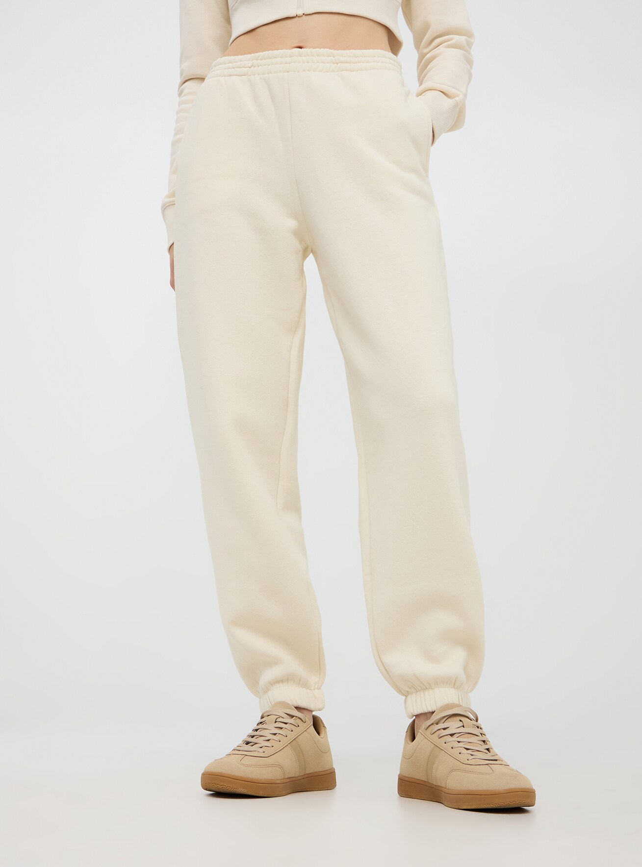 Ivory High-waisted heavy sweatpants - Buy Online | Terranova