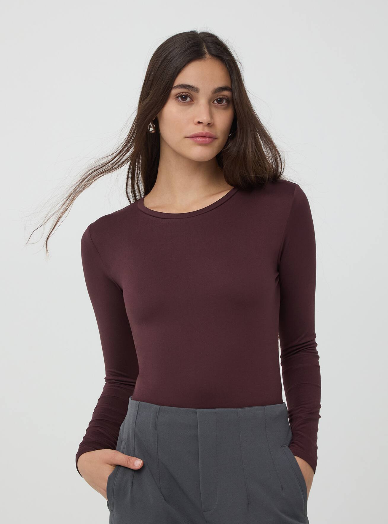 T shirt basique manche longue femme online
