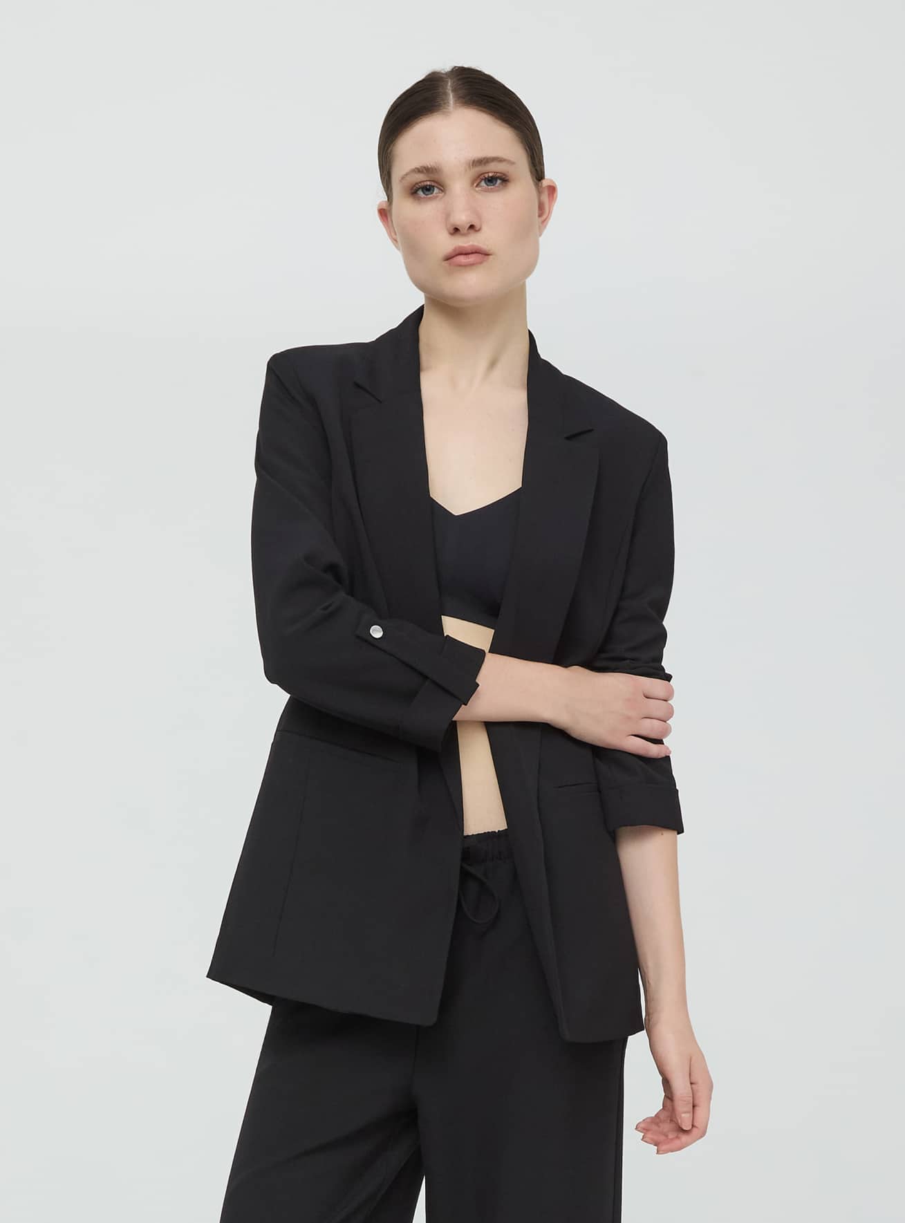 Blazer aperto con manica a tre quarti