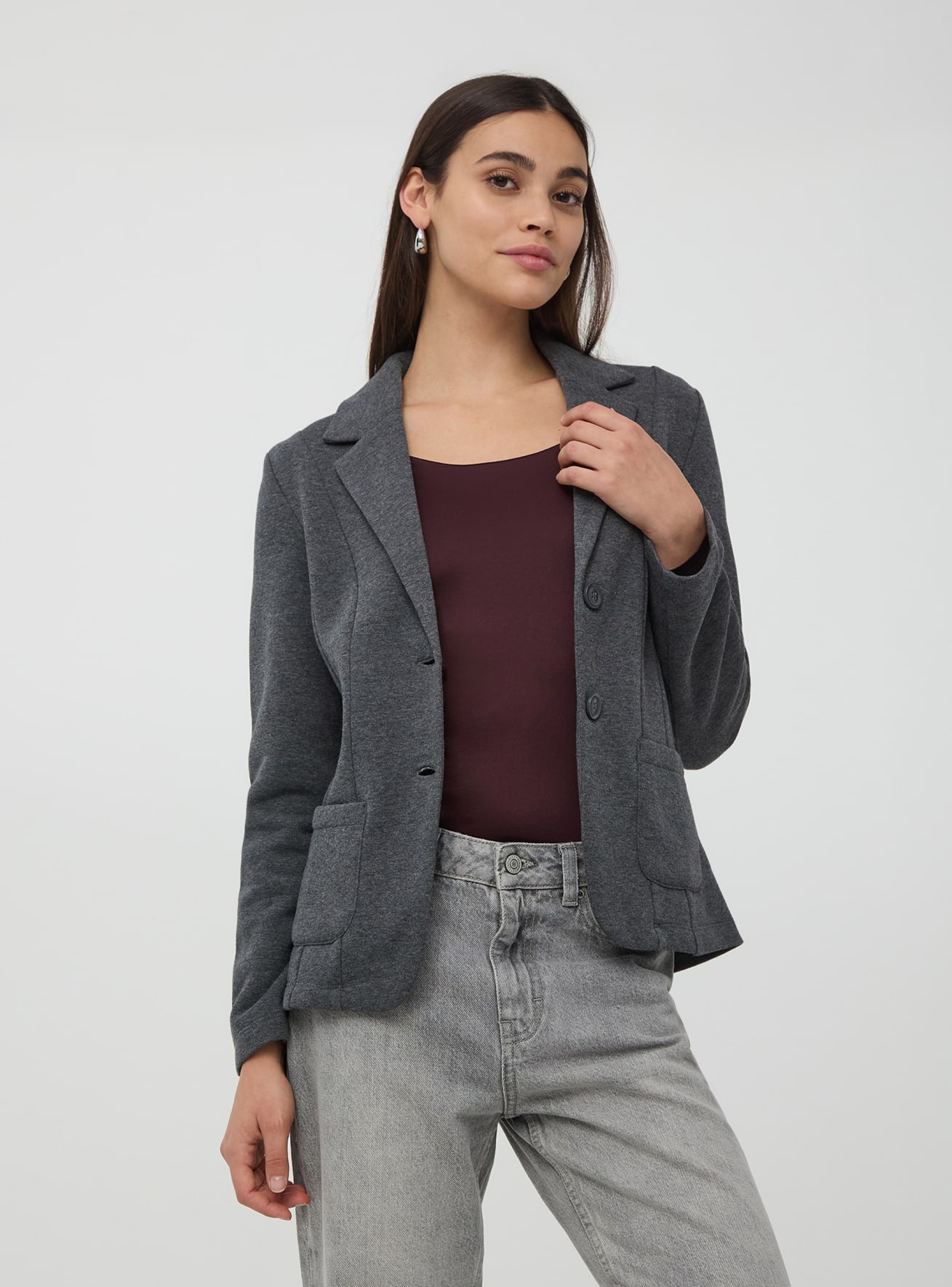 Giacca in felpa due bottoni Grigio scuro melange Acquista Online Terranova