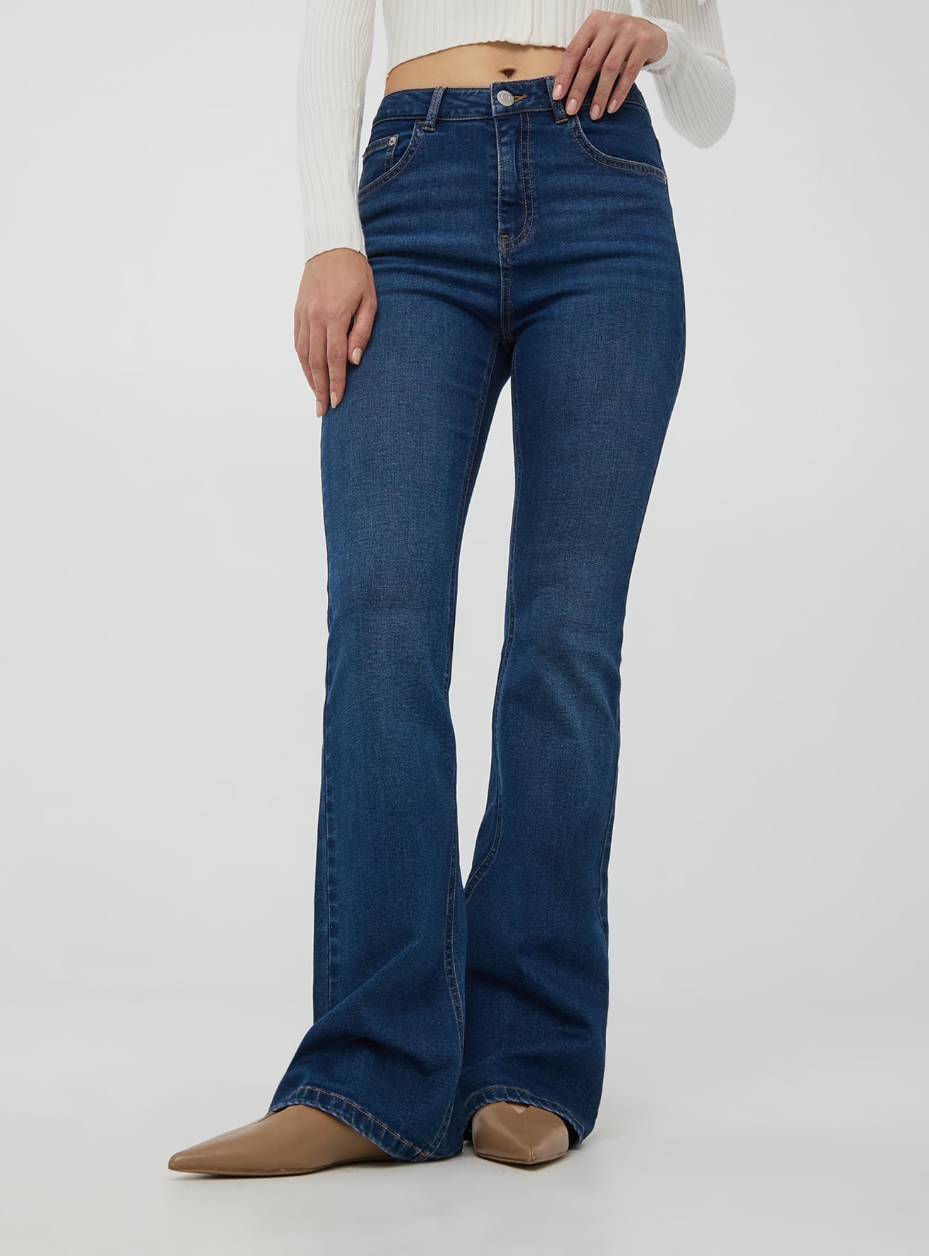 Dark blue denim Flared jeans Buy Online Terranova