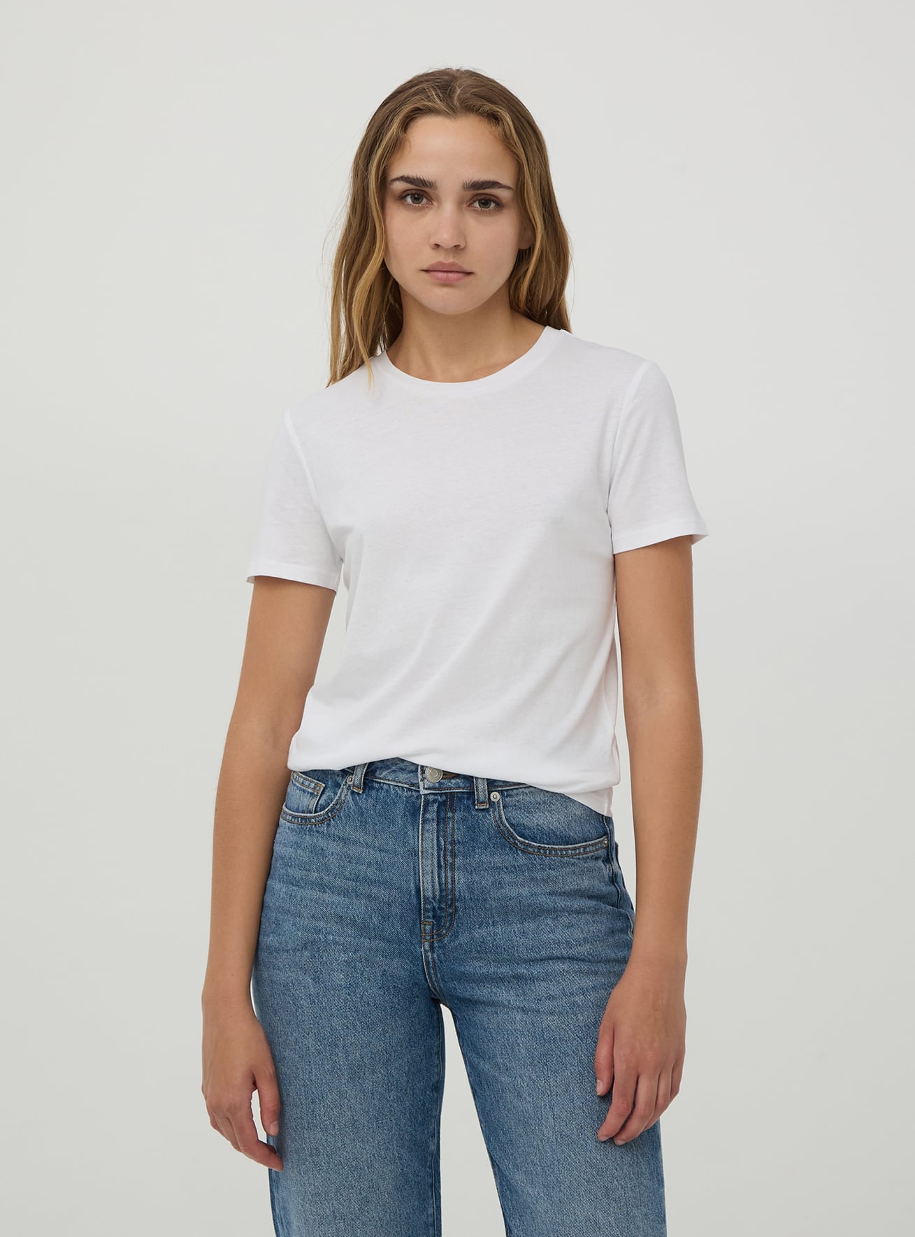 T shirt basique col ras du cou blanc optique Terranova