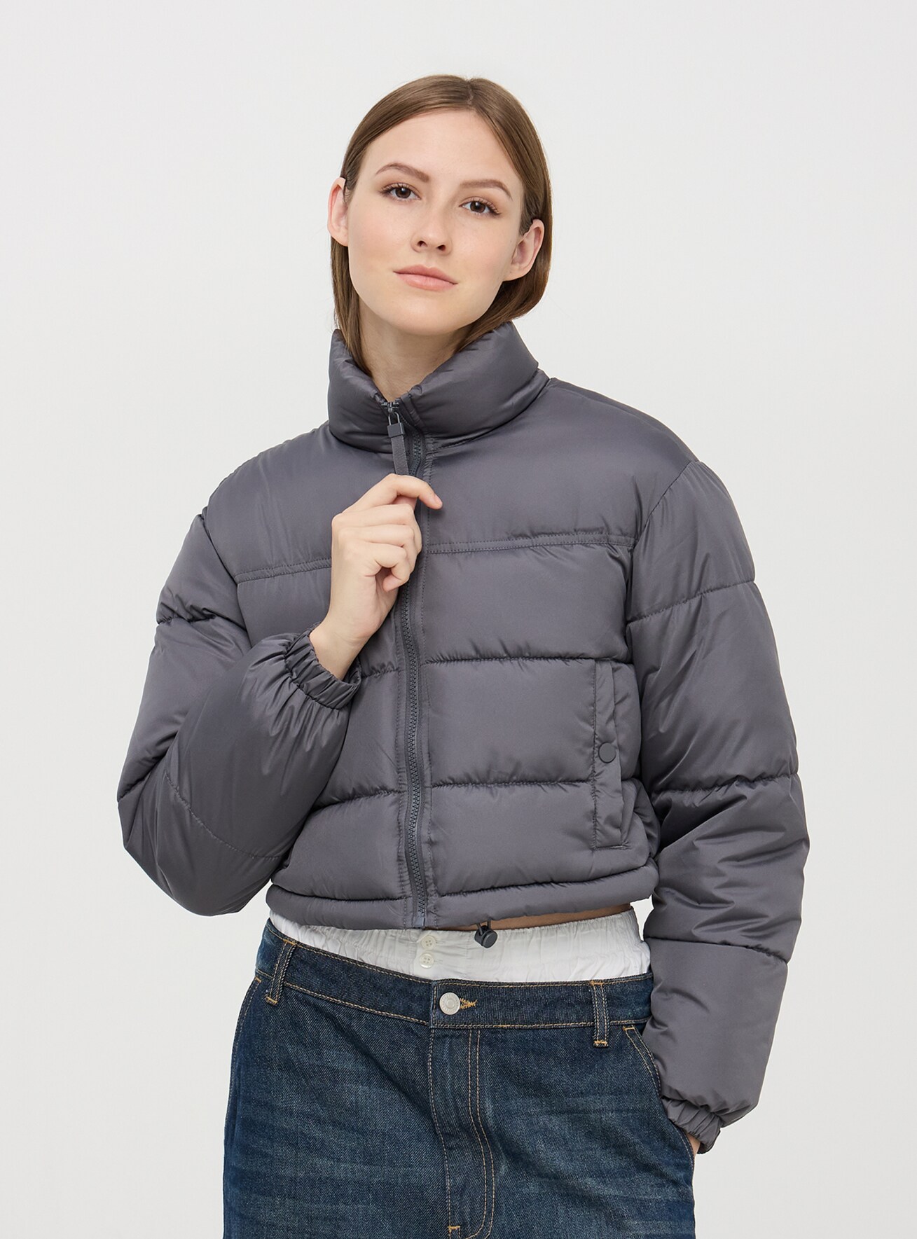 Giubbotto crop imbottito Grigio scuro Acquista Online Terranova
