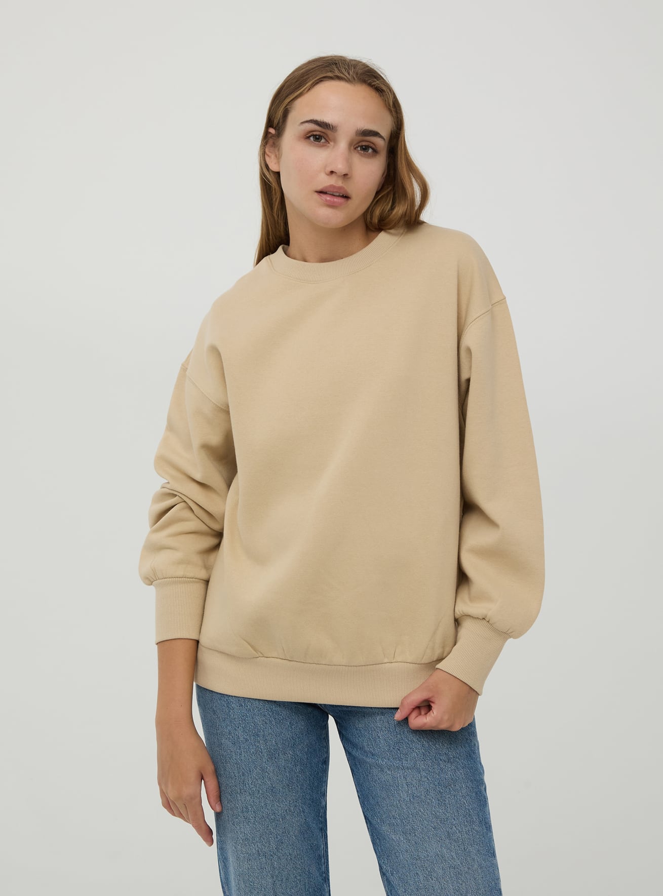 Beige light Oversized plain sweatshirt Buy Online Terranova