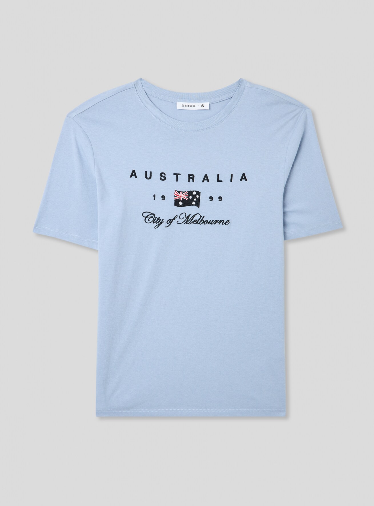 T shirt ricamo college Celeste Acquista Online Terranova