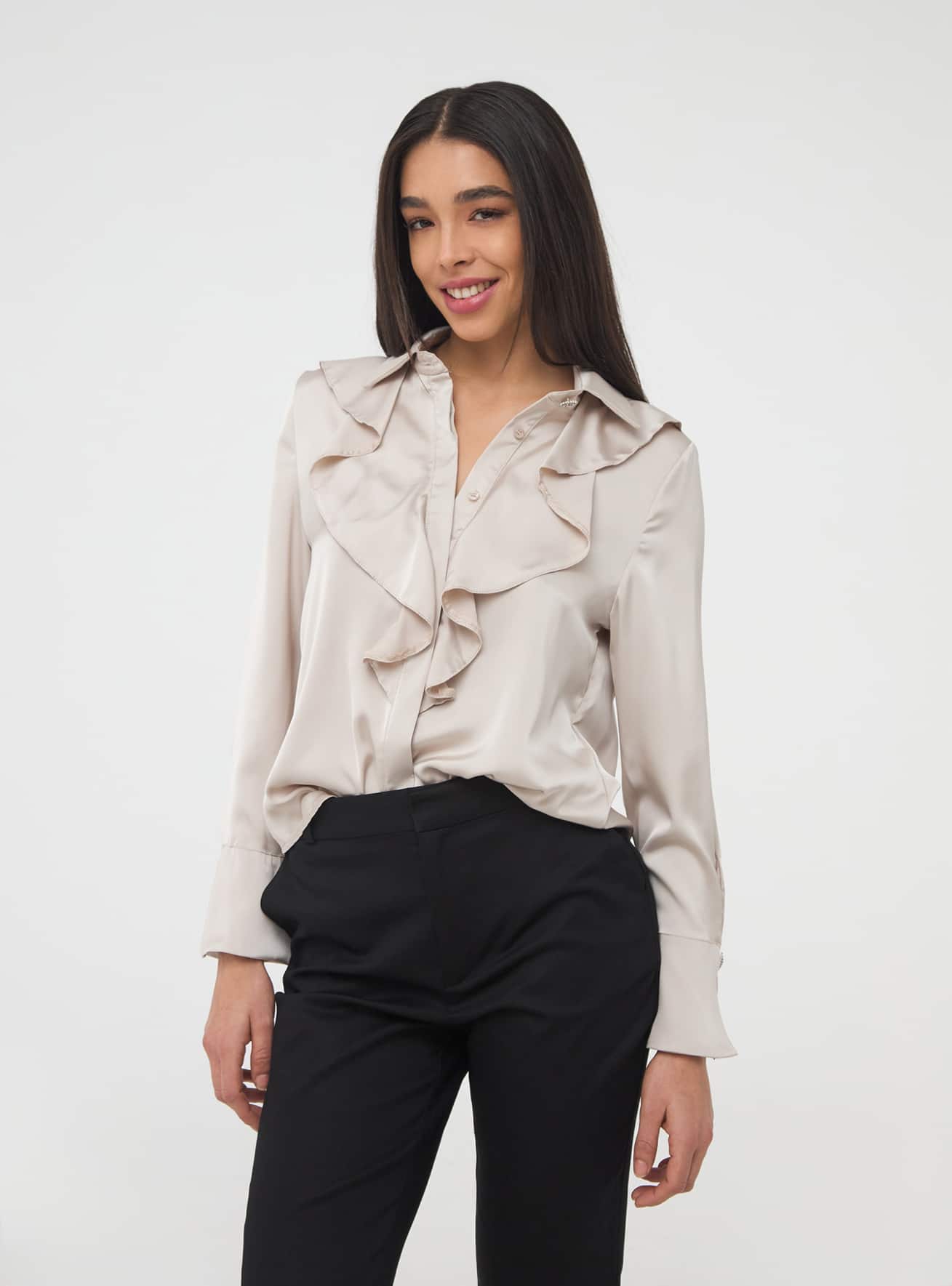 Tan satin blouse clearance