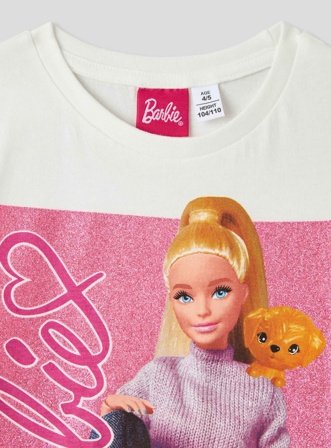 T shirt stampa Barbie con glitter Bianco lana Acquista Online Terranova