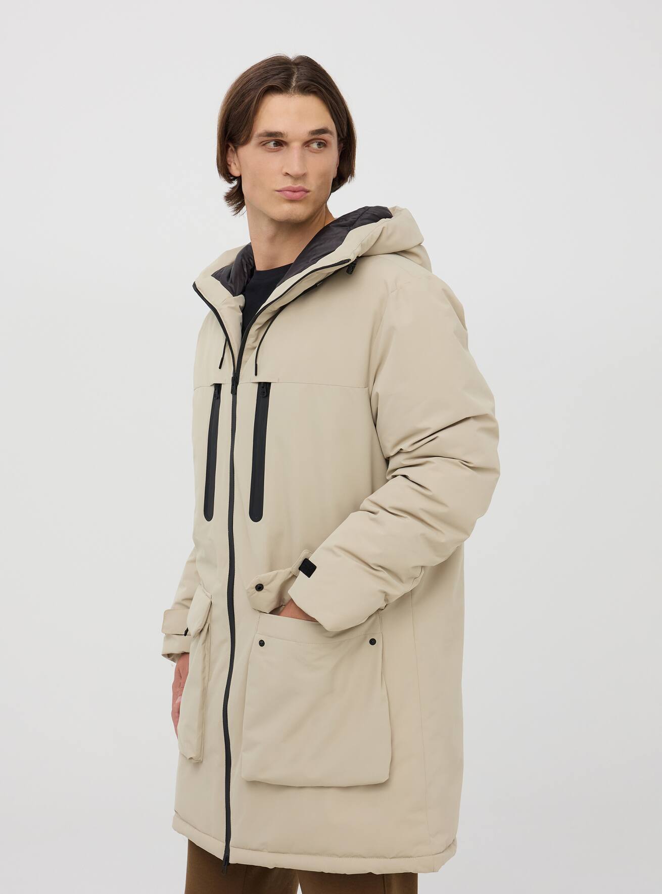 Water resistant technical padded parka cream Terranova