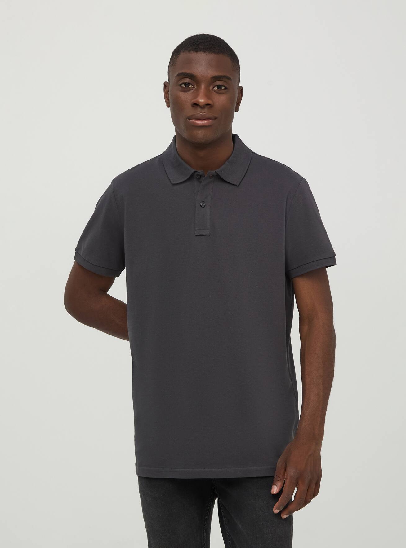 Gunmetal grey Plain pique polo shirt Buy Online Terranova