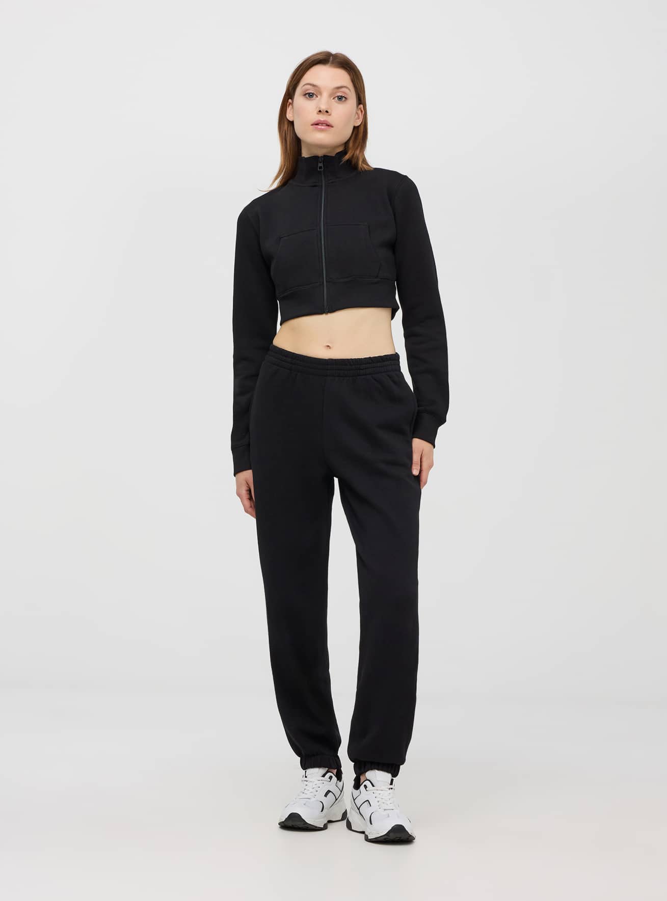Cropped high neck sweatshirt clearance