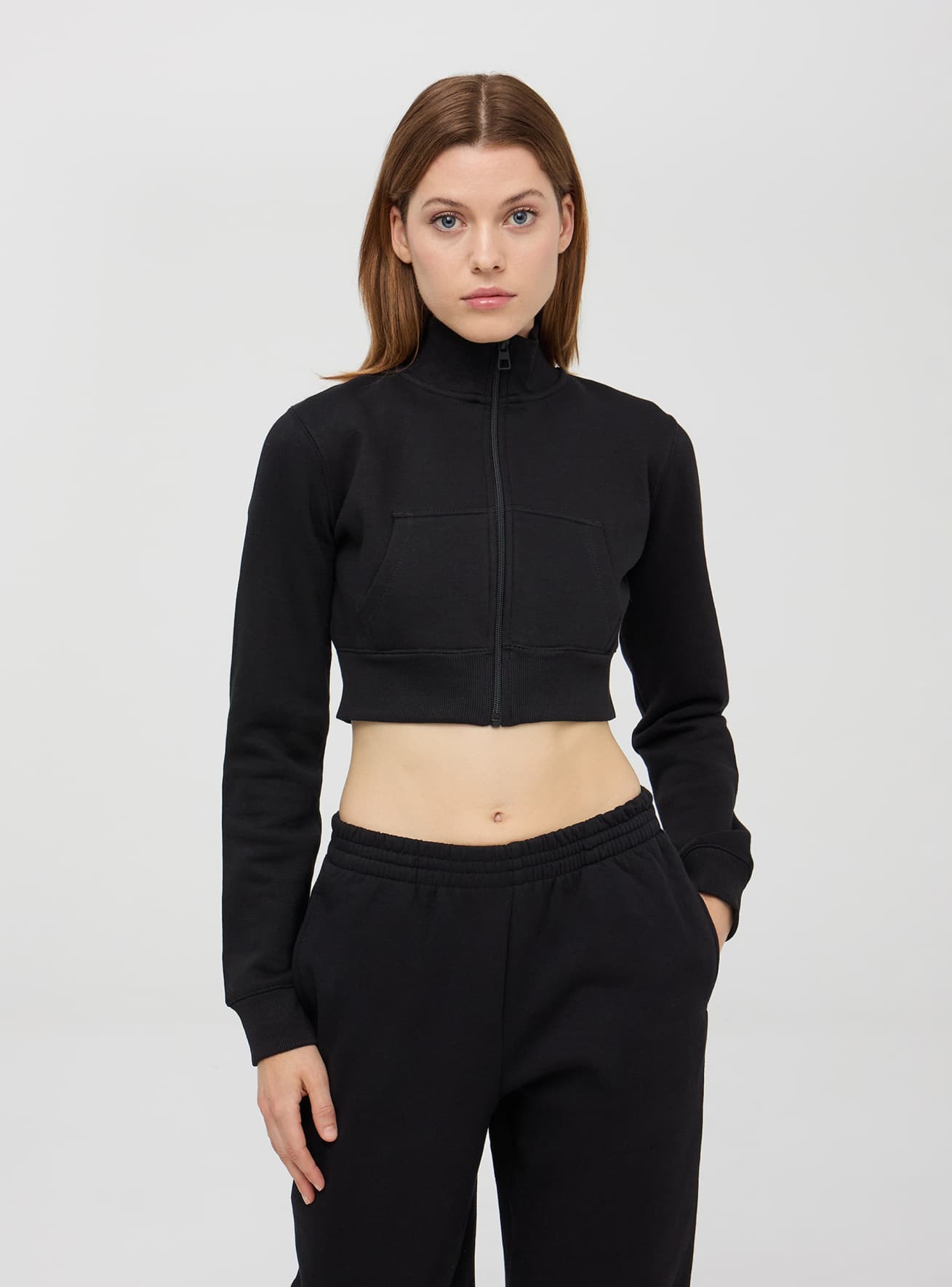 Cropped high neck sweatshirt best sale