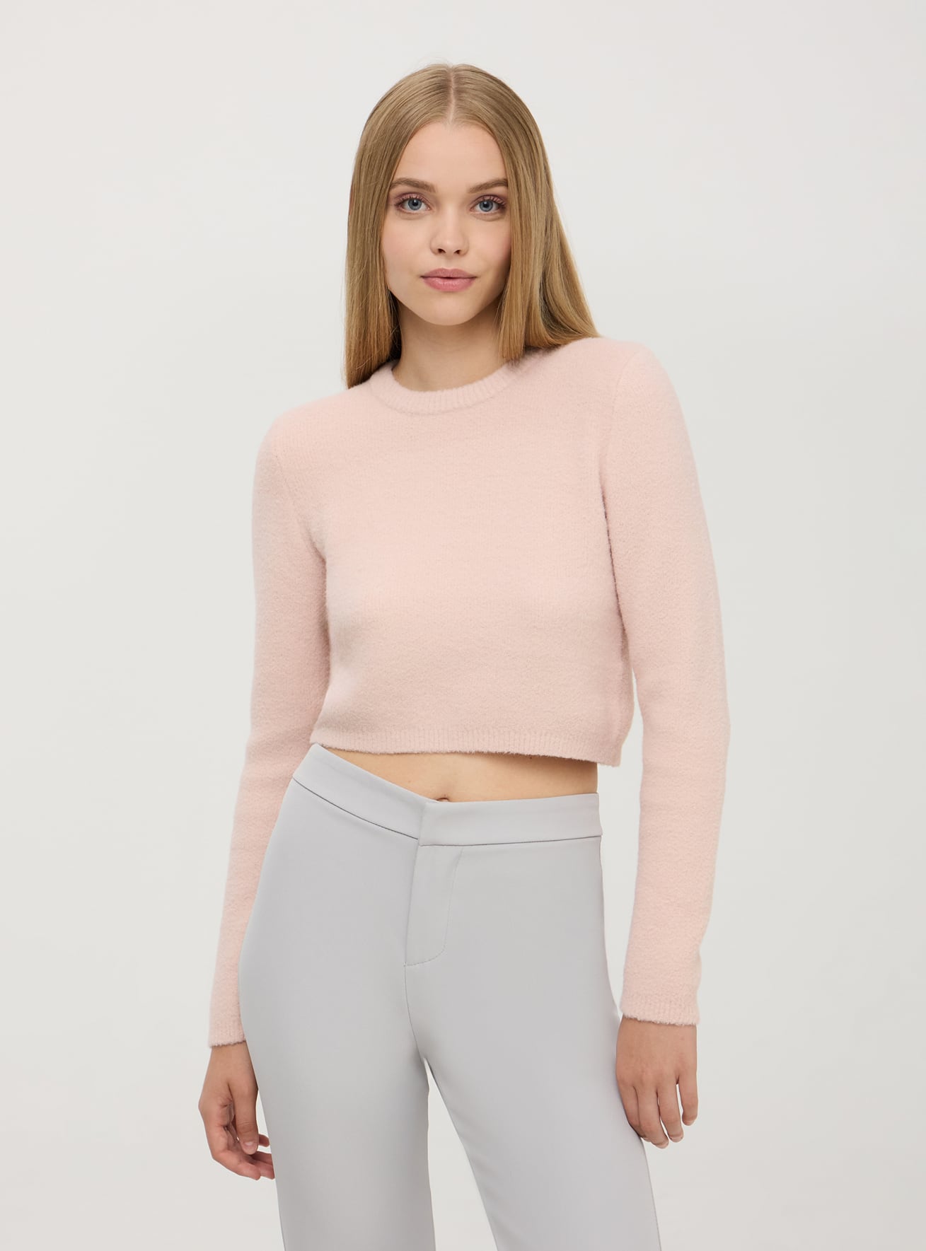 Pink light Fuzzy cropped jumper Buy Online Terranova
