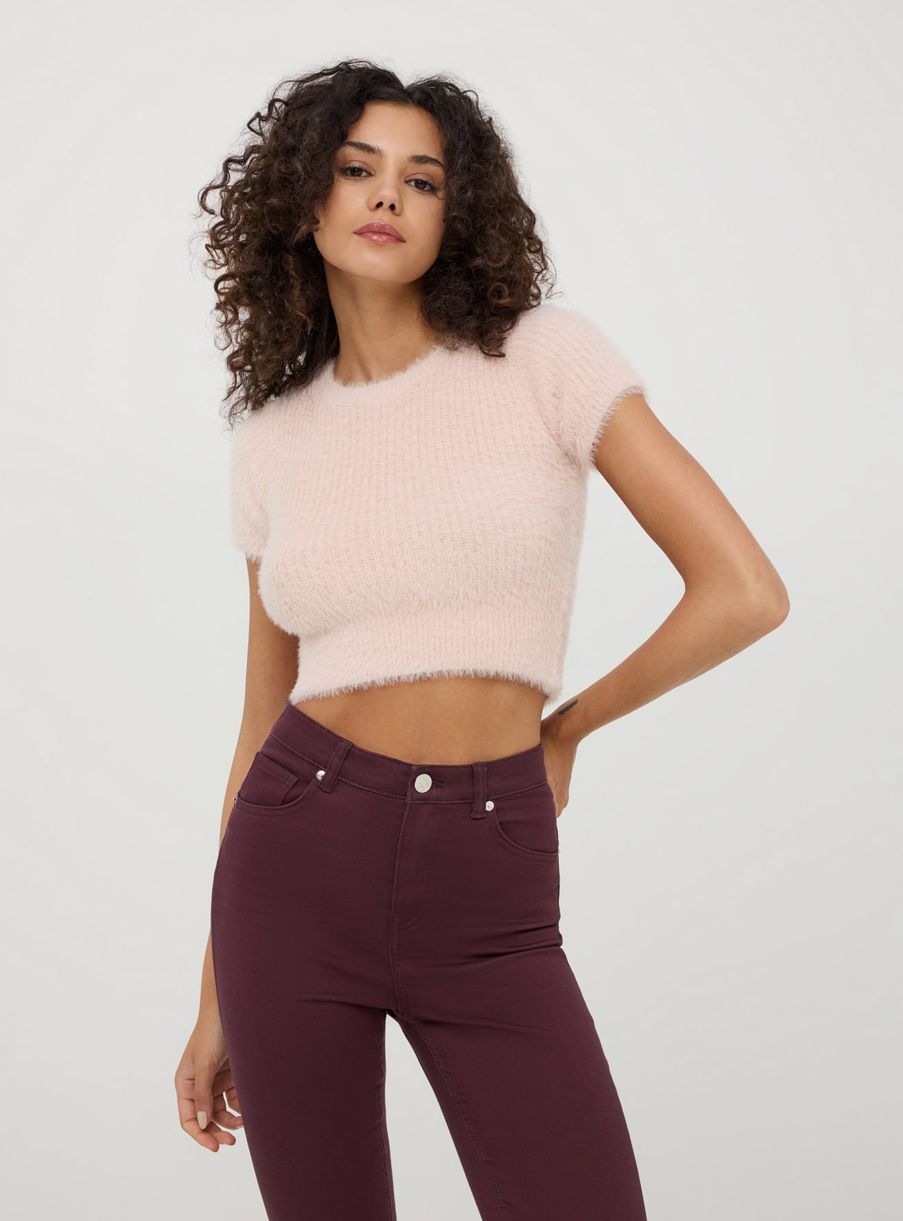Maglia a maniche corte in pelo sintetico Rosa chiaro Acquista Online Terranova