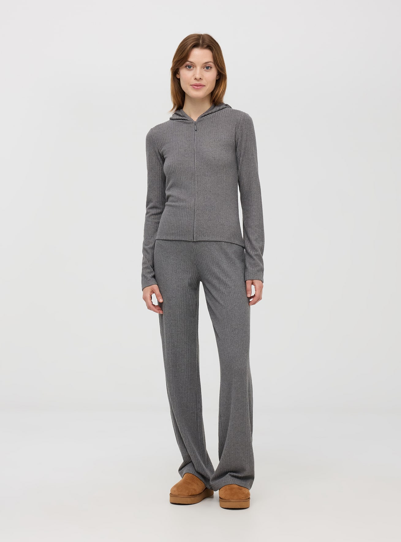 Pantaloni wide leg a coste