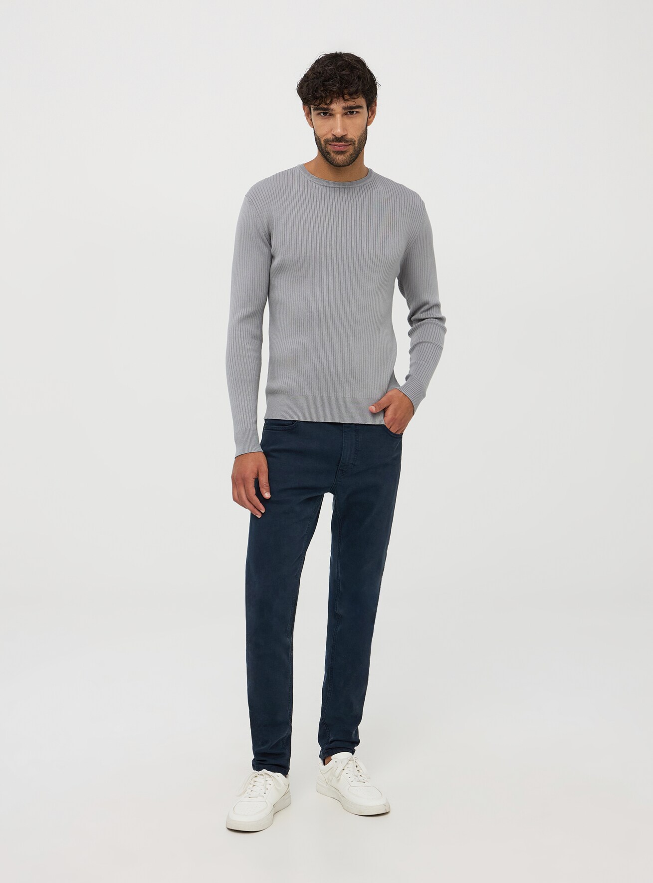 Ribbed grey jumper cheap