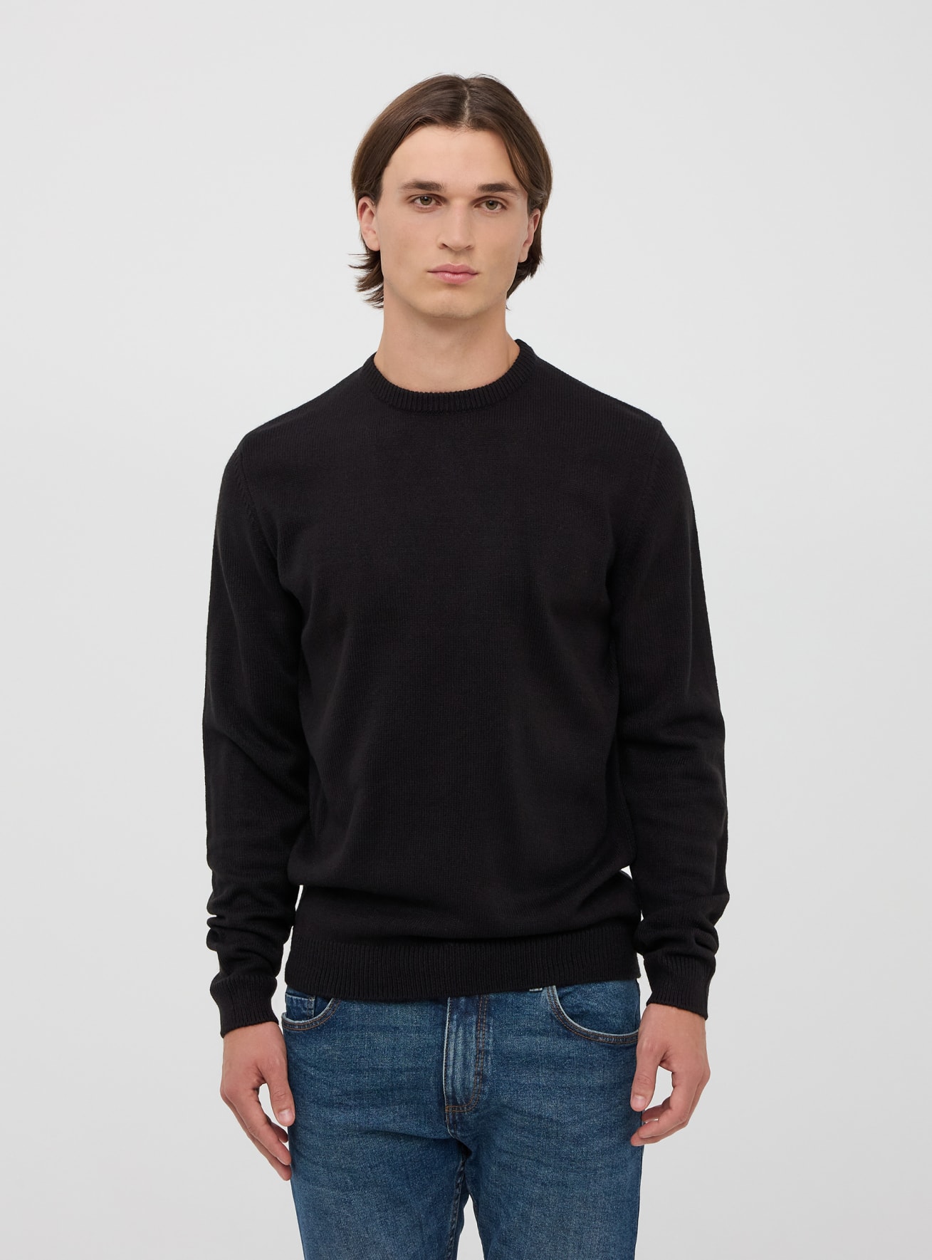 Black Plain crew neck jumper Buy Online Terranova