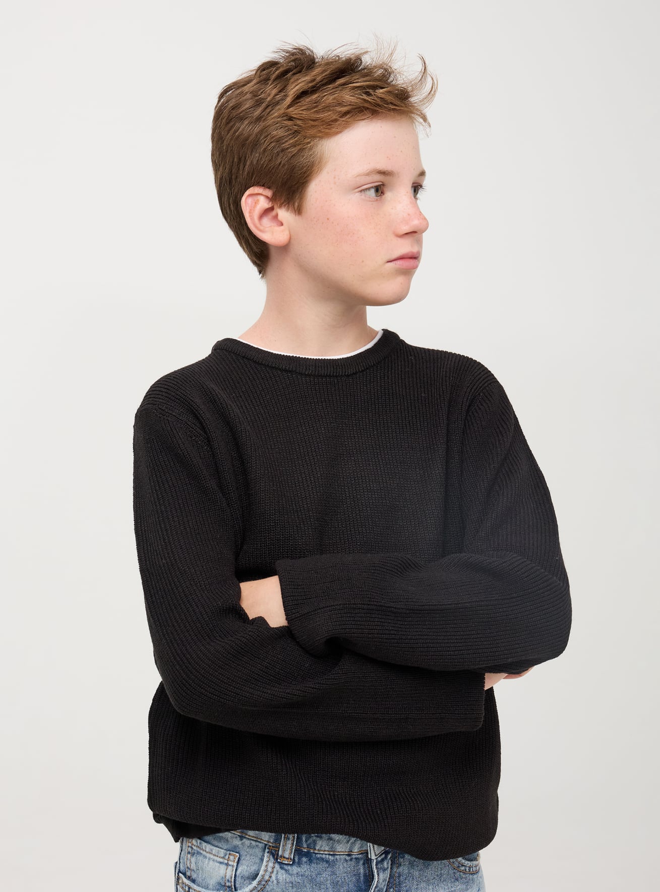 Black Plain jumper with a contrasting collar Buy Online Terranova