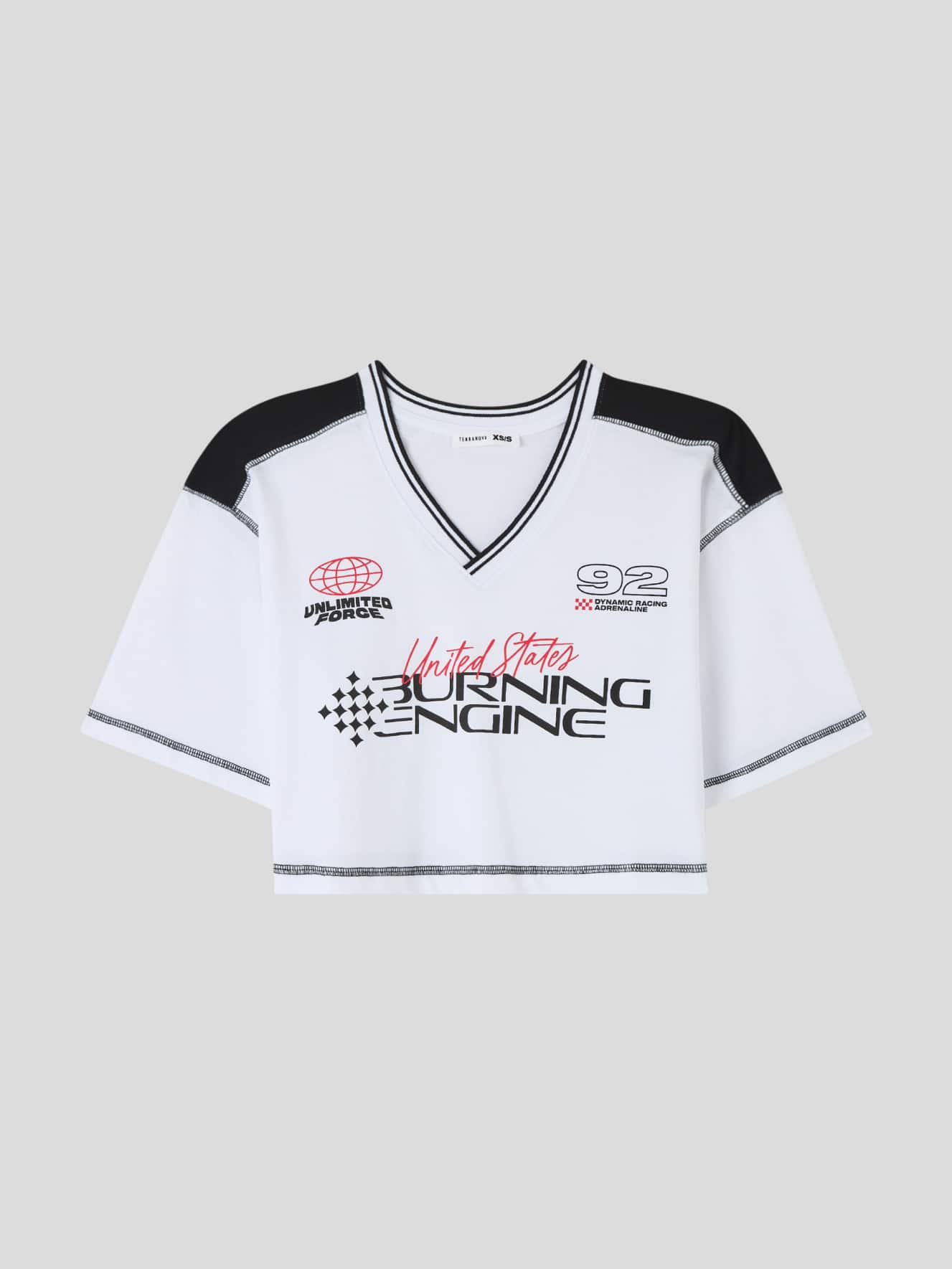 T-shirt crop ampia stampa race