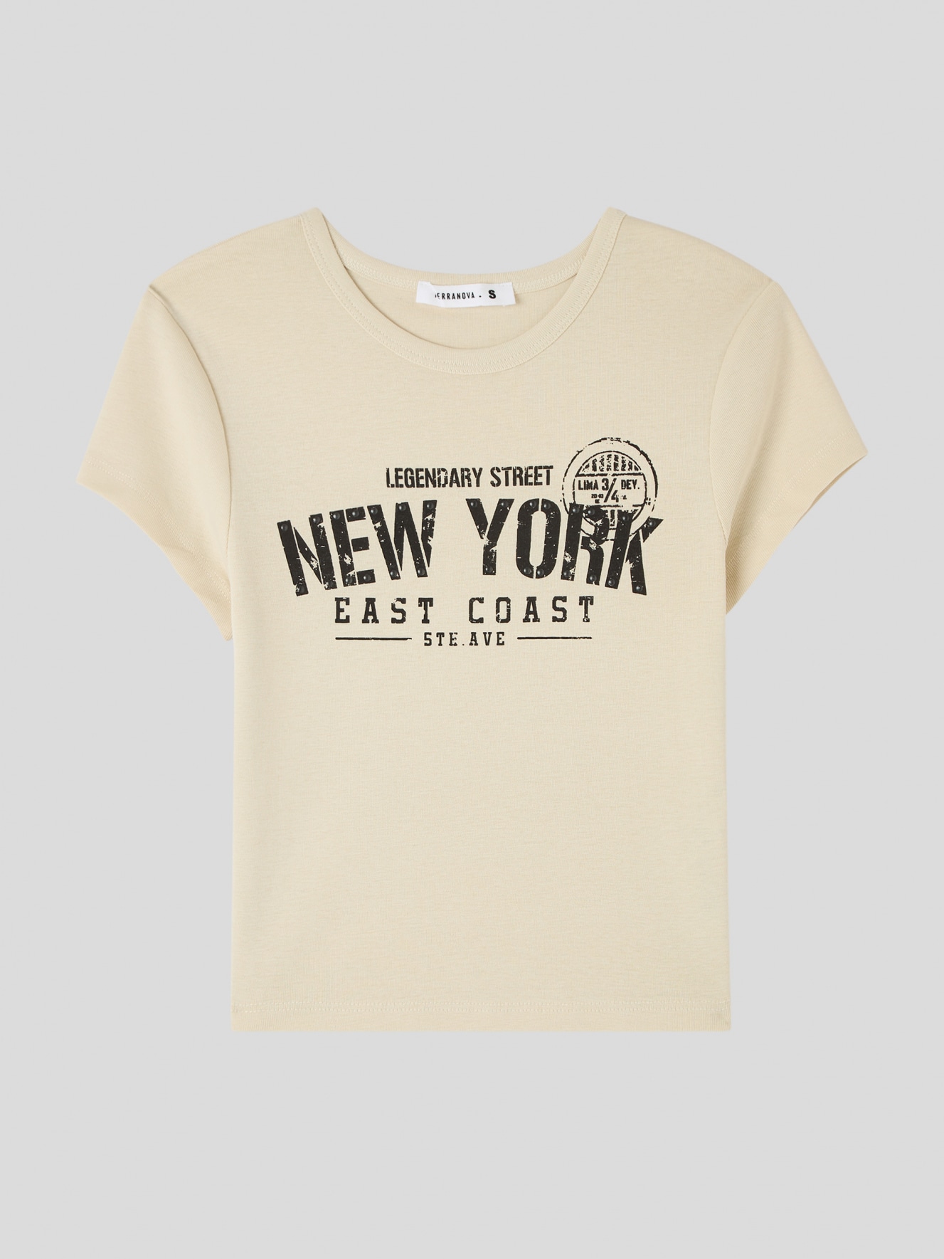 T-shirt crop con stampa militare New York