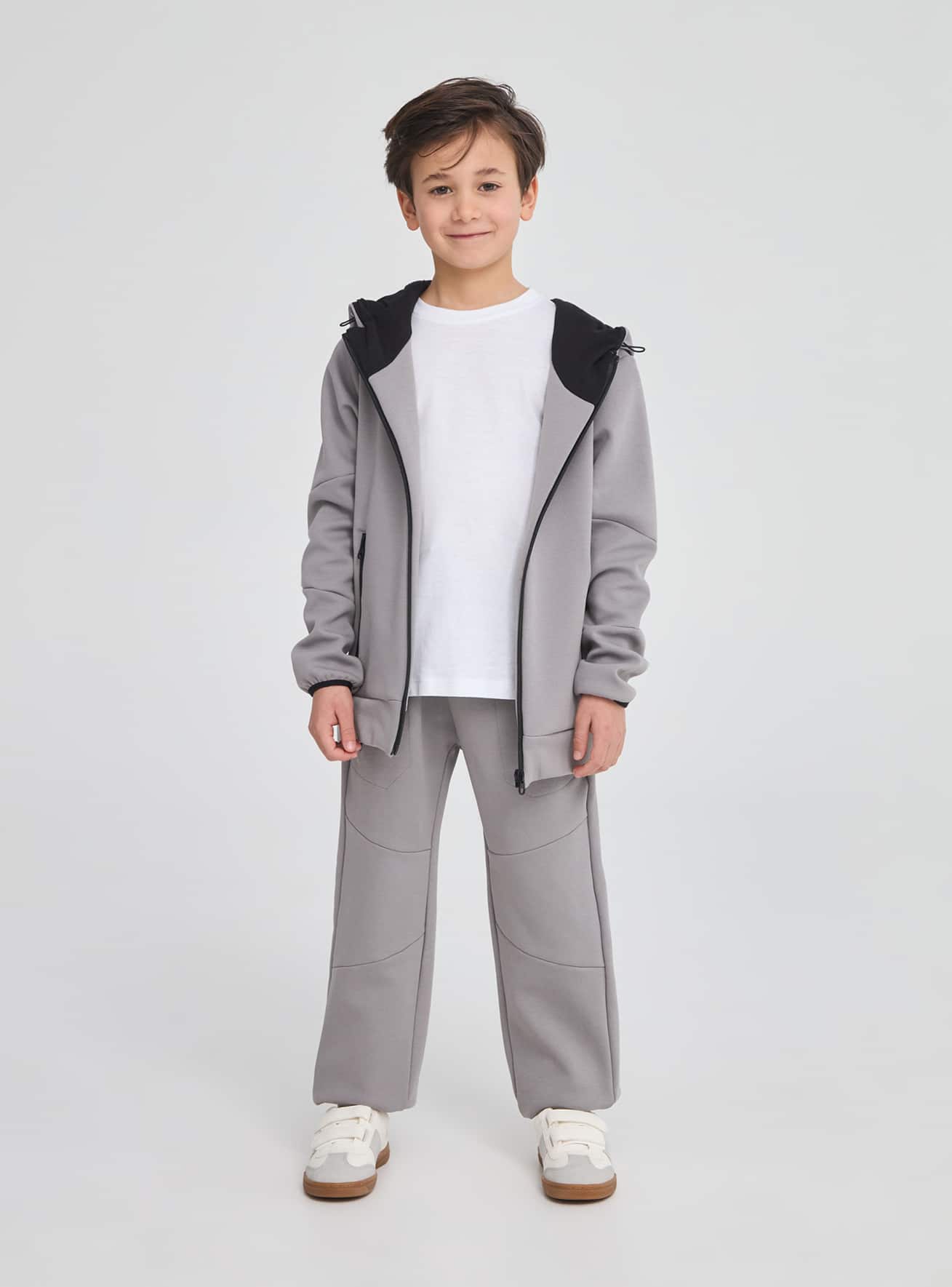 Grey light Joggers with contrasting zips Buy Online Terranova