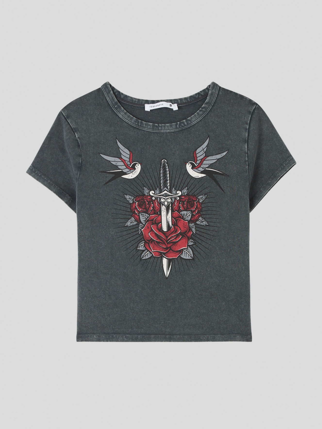 T-shirt crop stampa tatoo