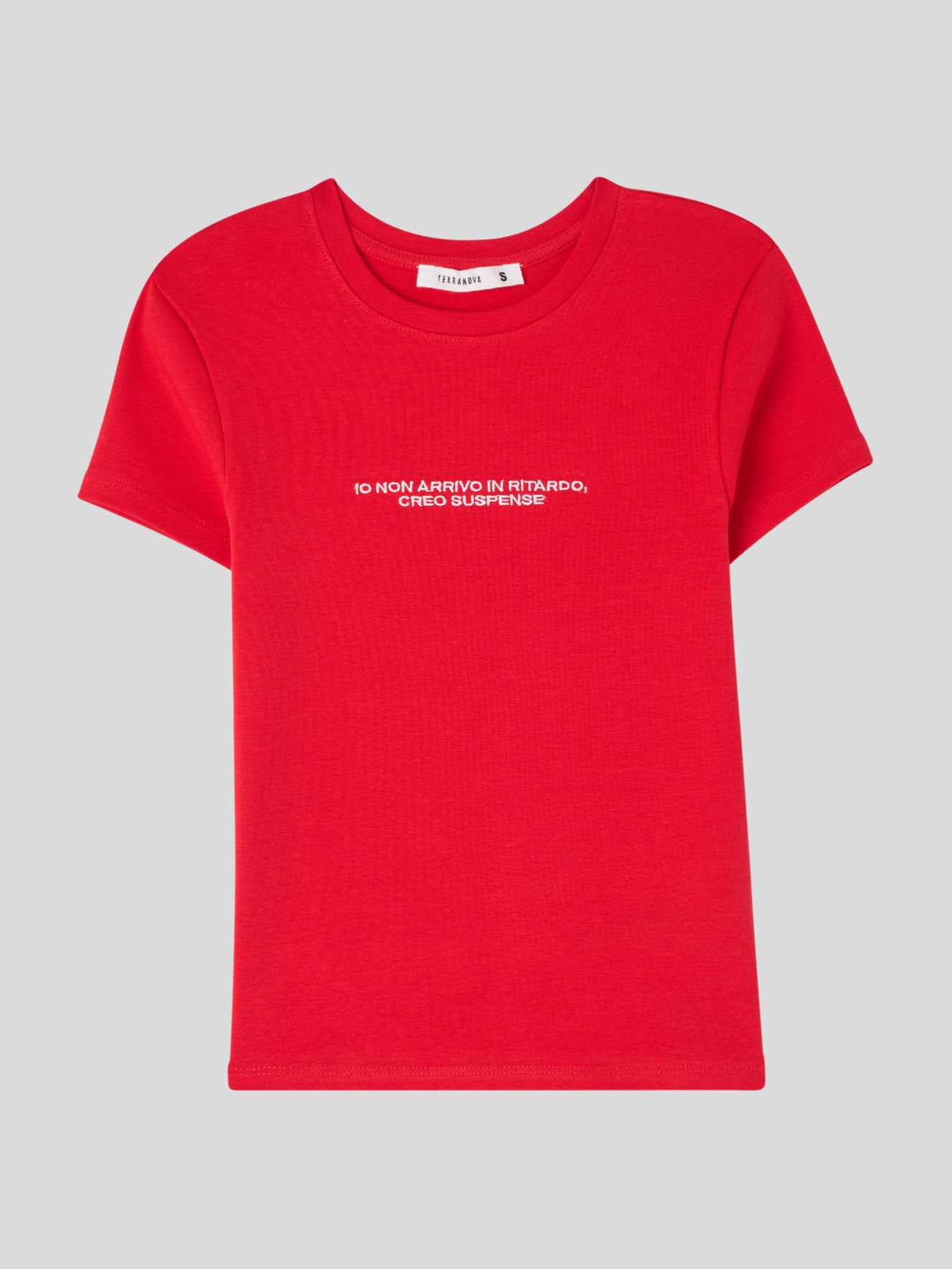 T-shirt con scritta divertente ricamata