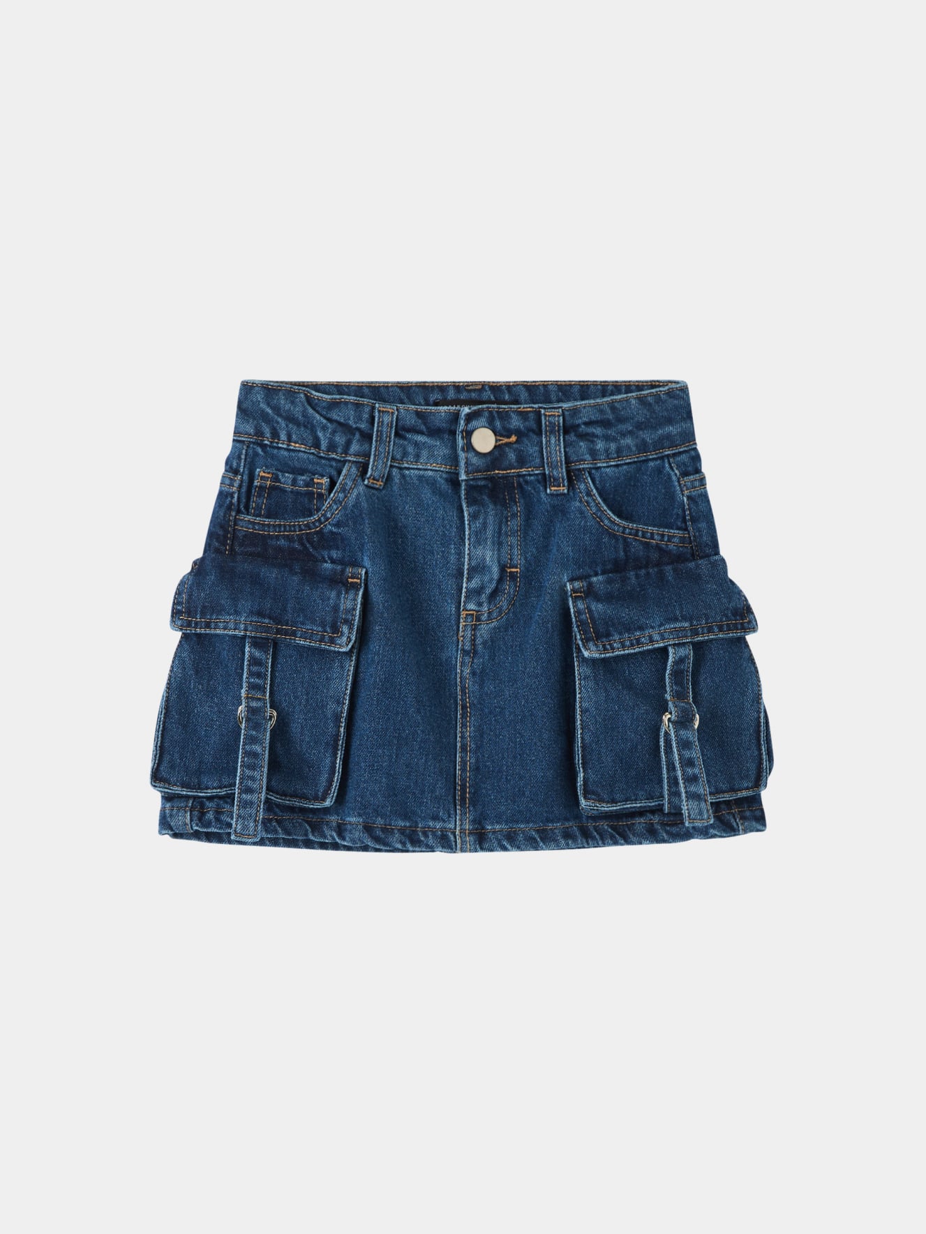 Minigonna di jeans cargo con fibbie blu denim Terranova