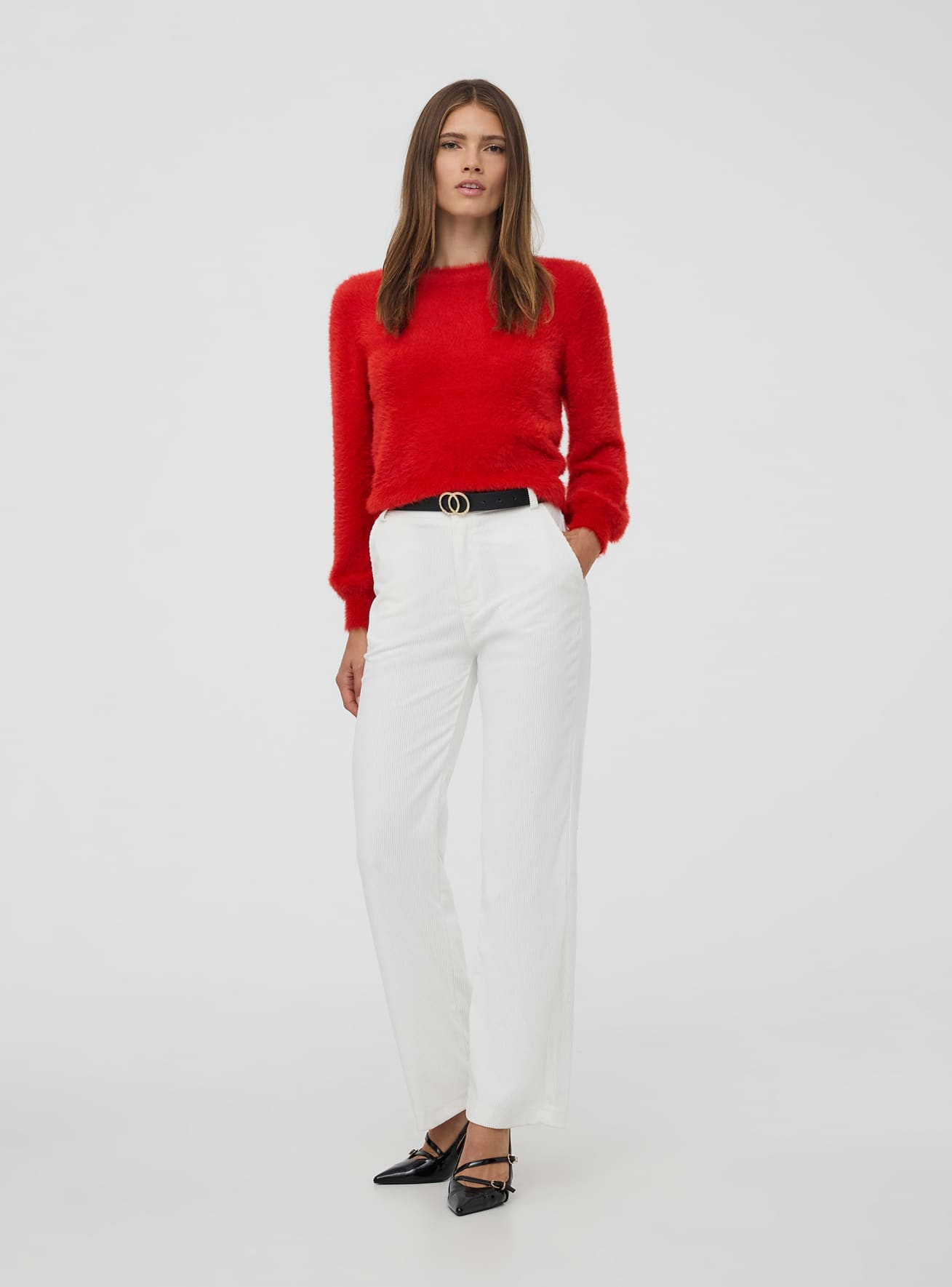 Red Plain fuzzy jumper Buy Online Terranova