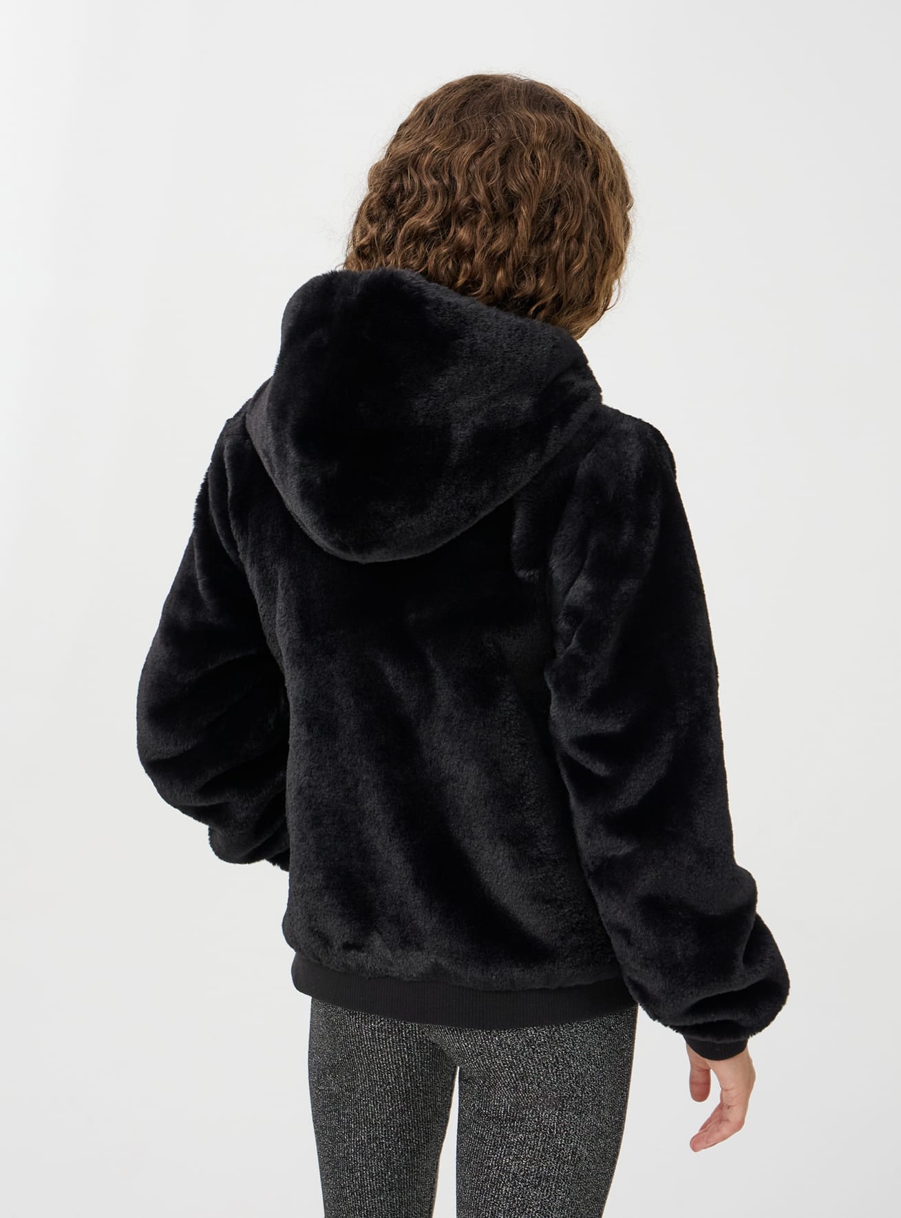 New look faux fur hooded bomber jacket top