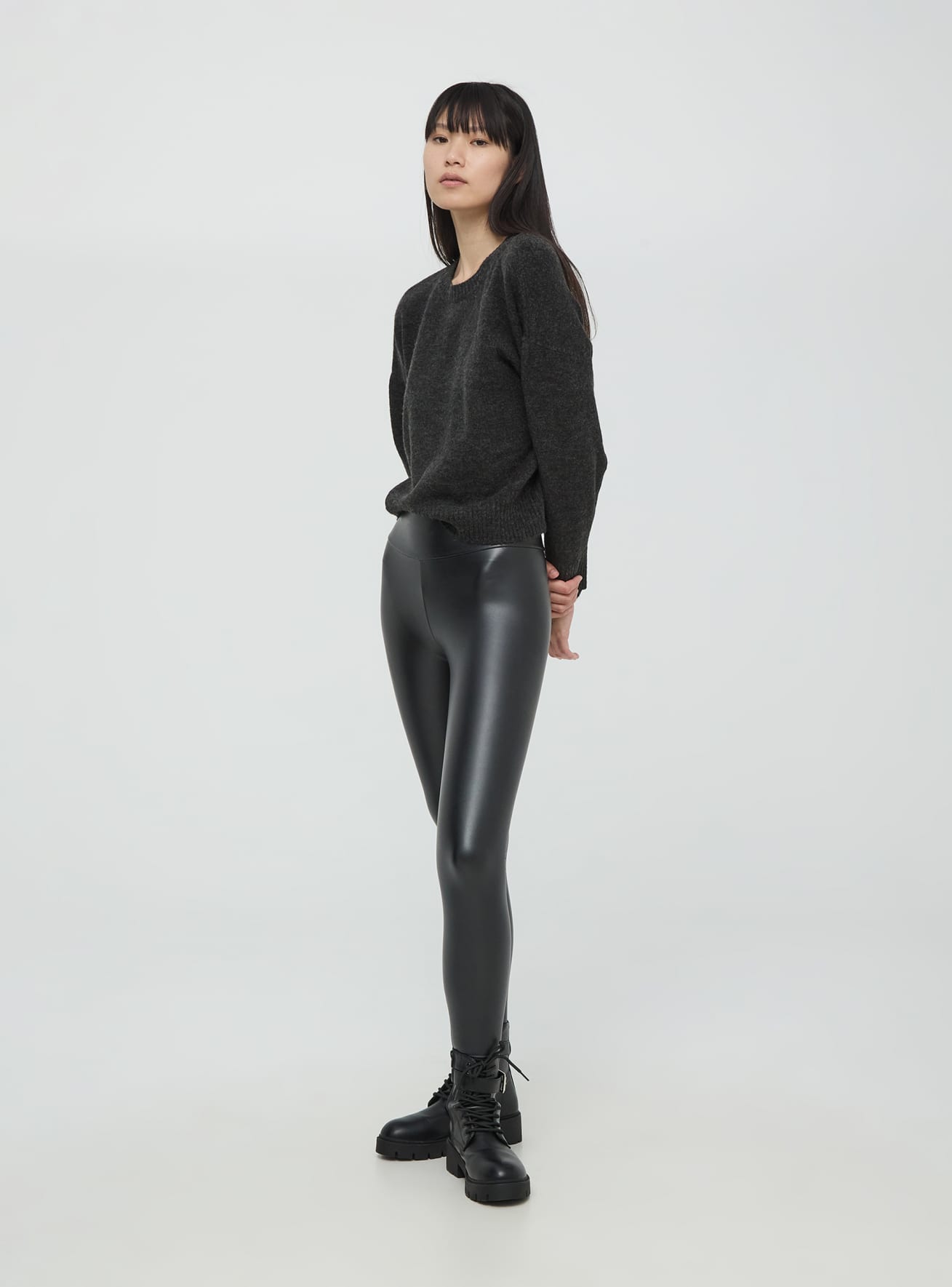 Leggings in similpelle nero Terranova