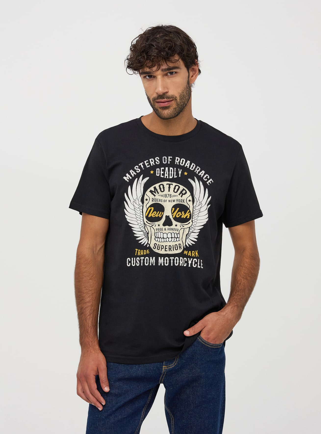 T shirt con stampa teschio Nero Acquista Online Terranova