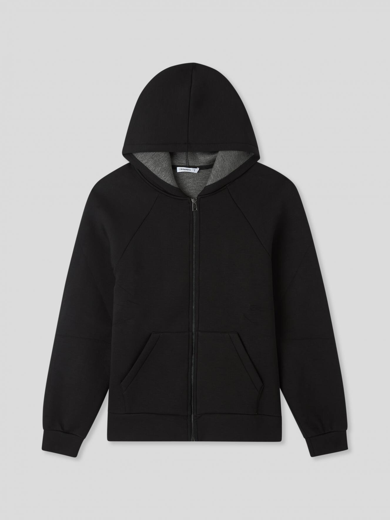 Var black Neoprene effect zipped hoodie Buy Online Terranova