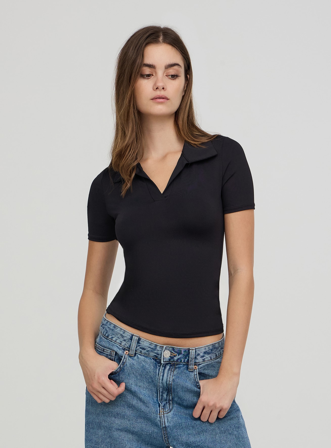 Ladies v neck polo shirts outlet