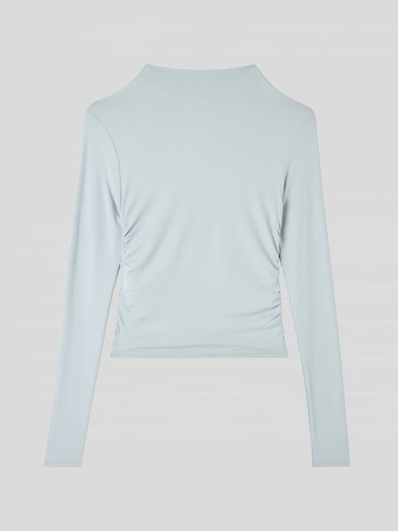 T-shirt con collo alto e arricciature laterali